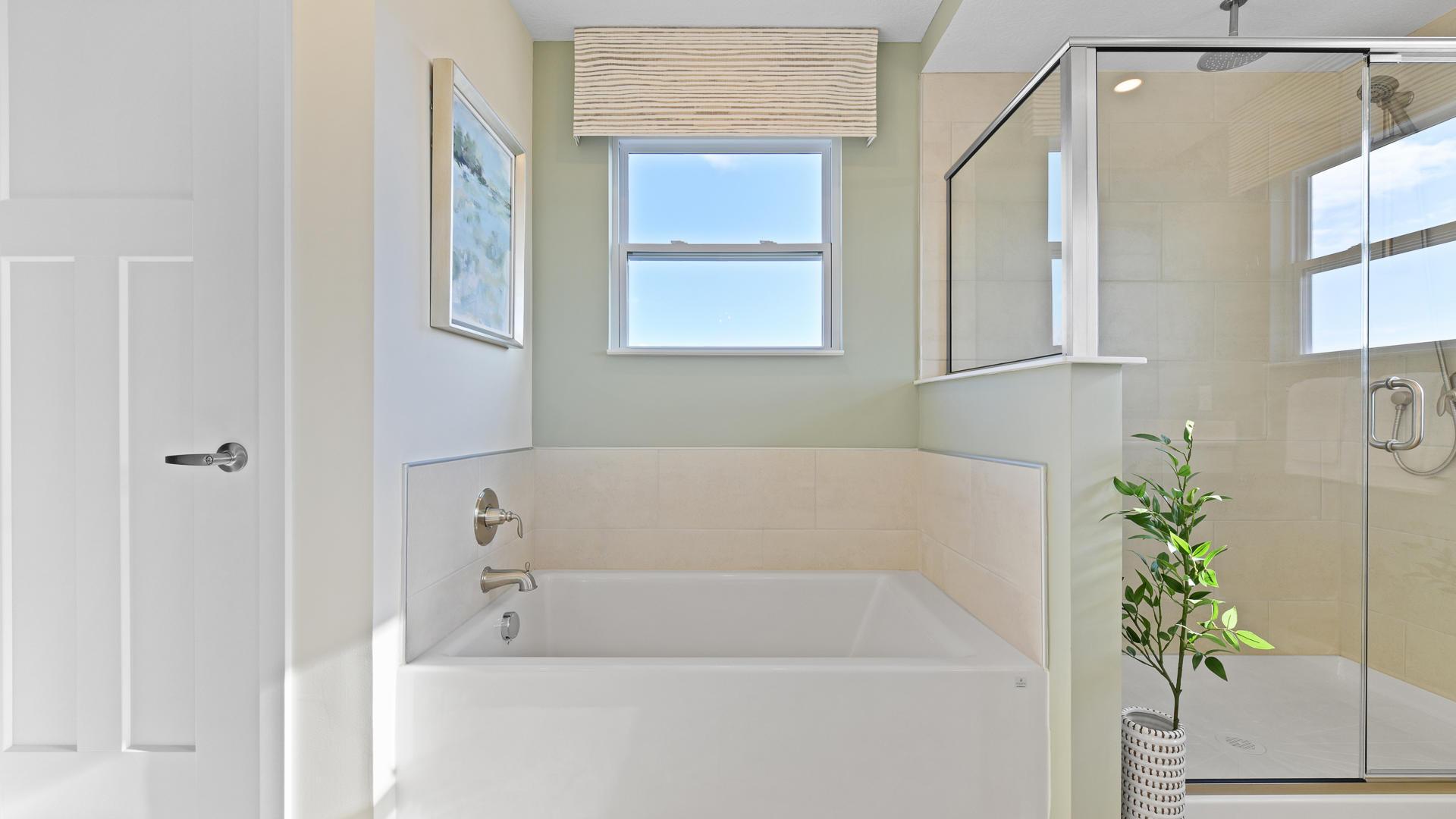 Stunning master baths with frameless walk-in showers and plenty of storage space for your everyday essentials.