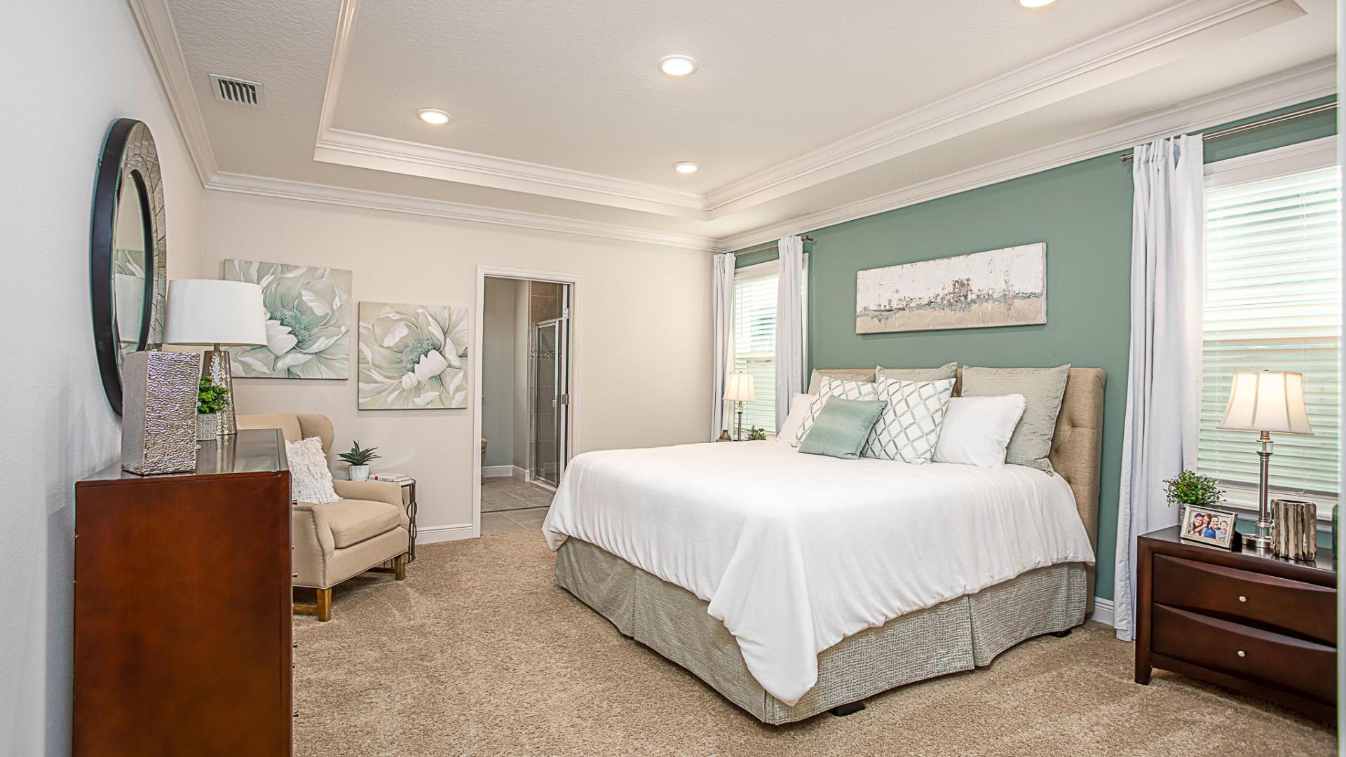 Your new master bedroom has a modern bathroom and walk-in closet.