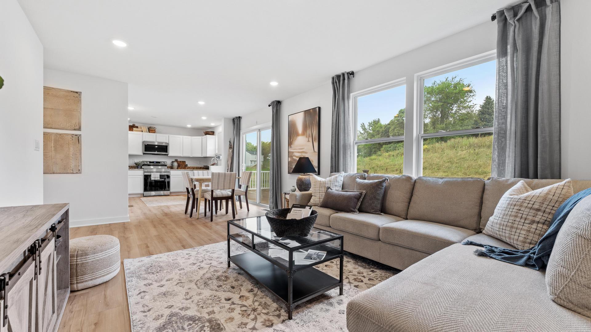 Open-concept floor plans and 9' ceilings on the first floor.