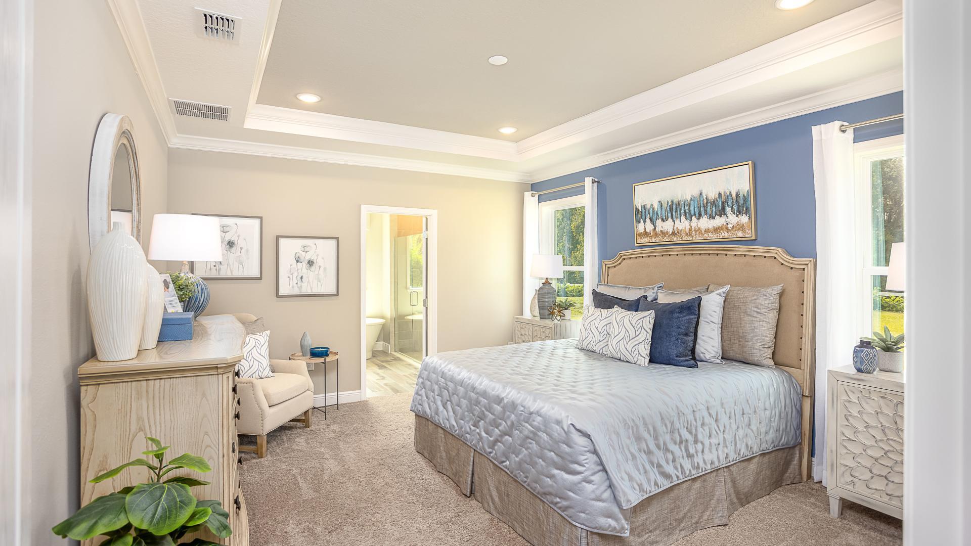 Master bedrooms with walk-in closets and modern bathrooms.