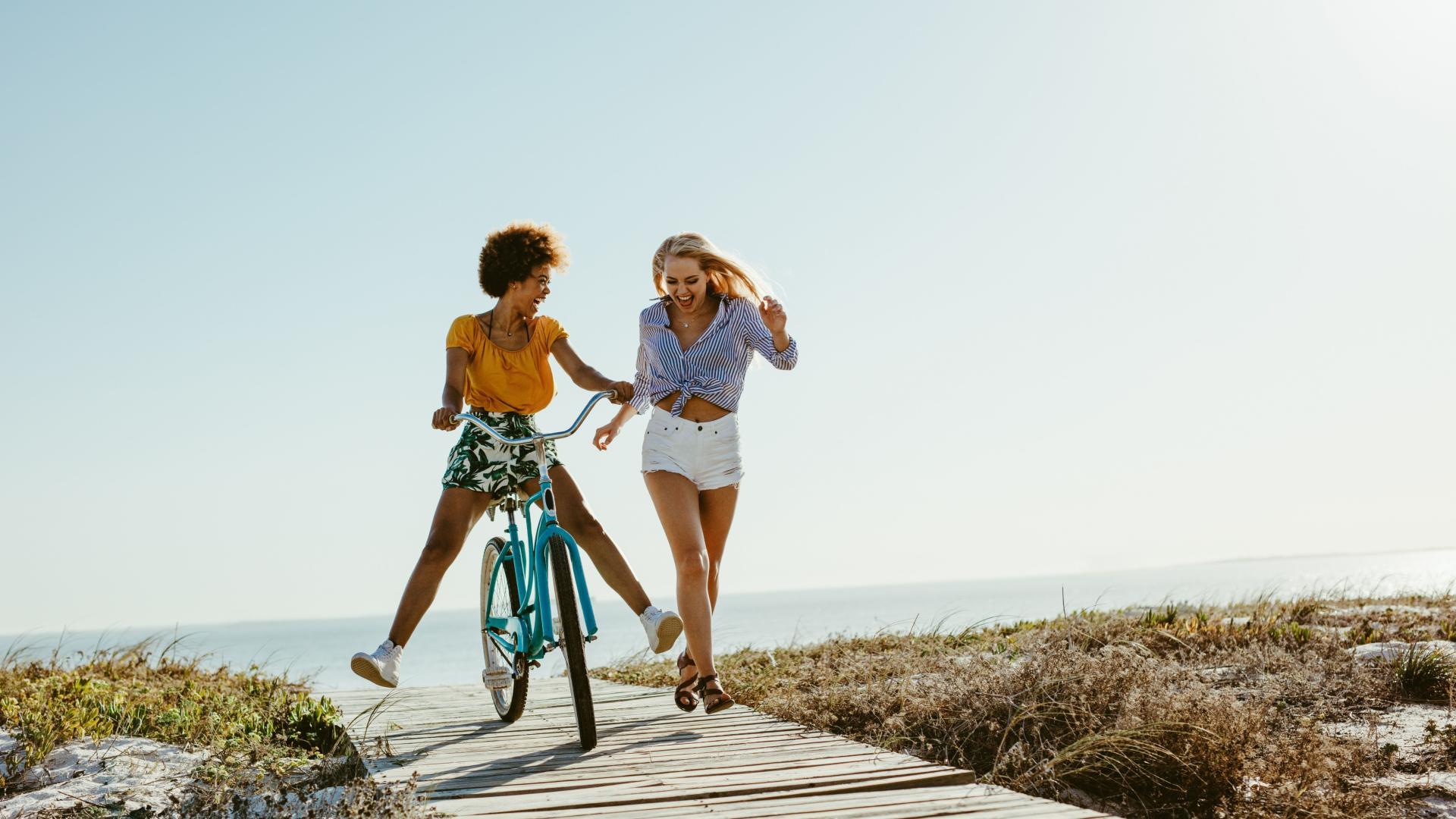 Meet up with friends and go biking on the beach.
