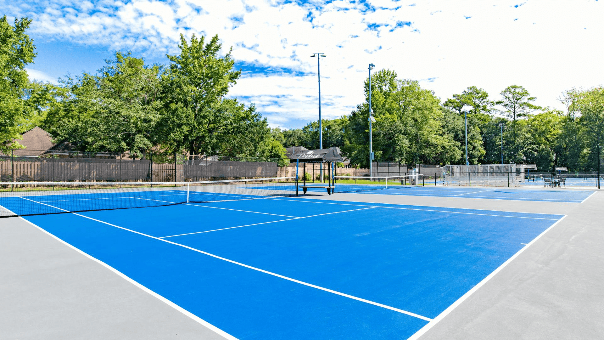 Meet friends for a pickleball game using the courts at Lott Park.