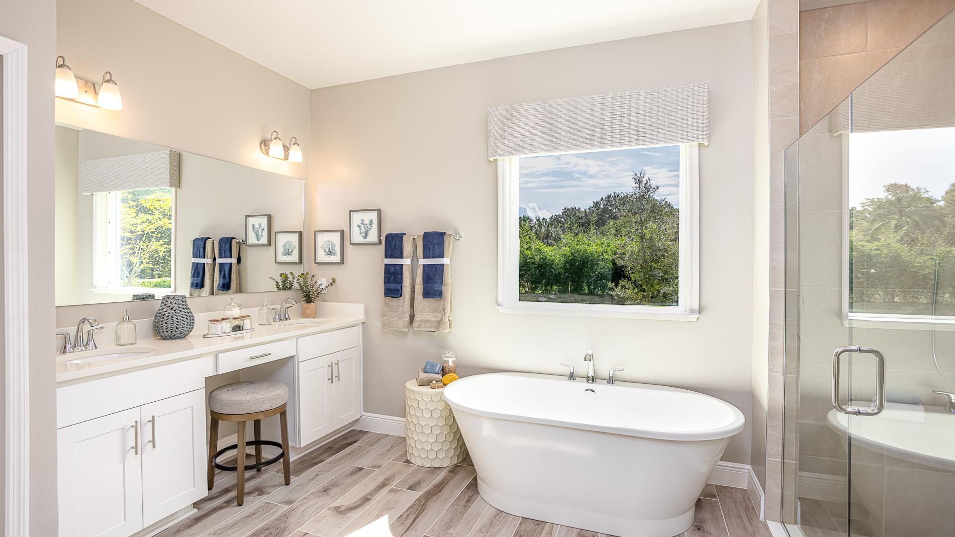 Choose a frameless shower and soaking tub for the ultimate, spa-like experience.