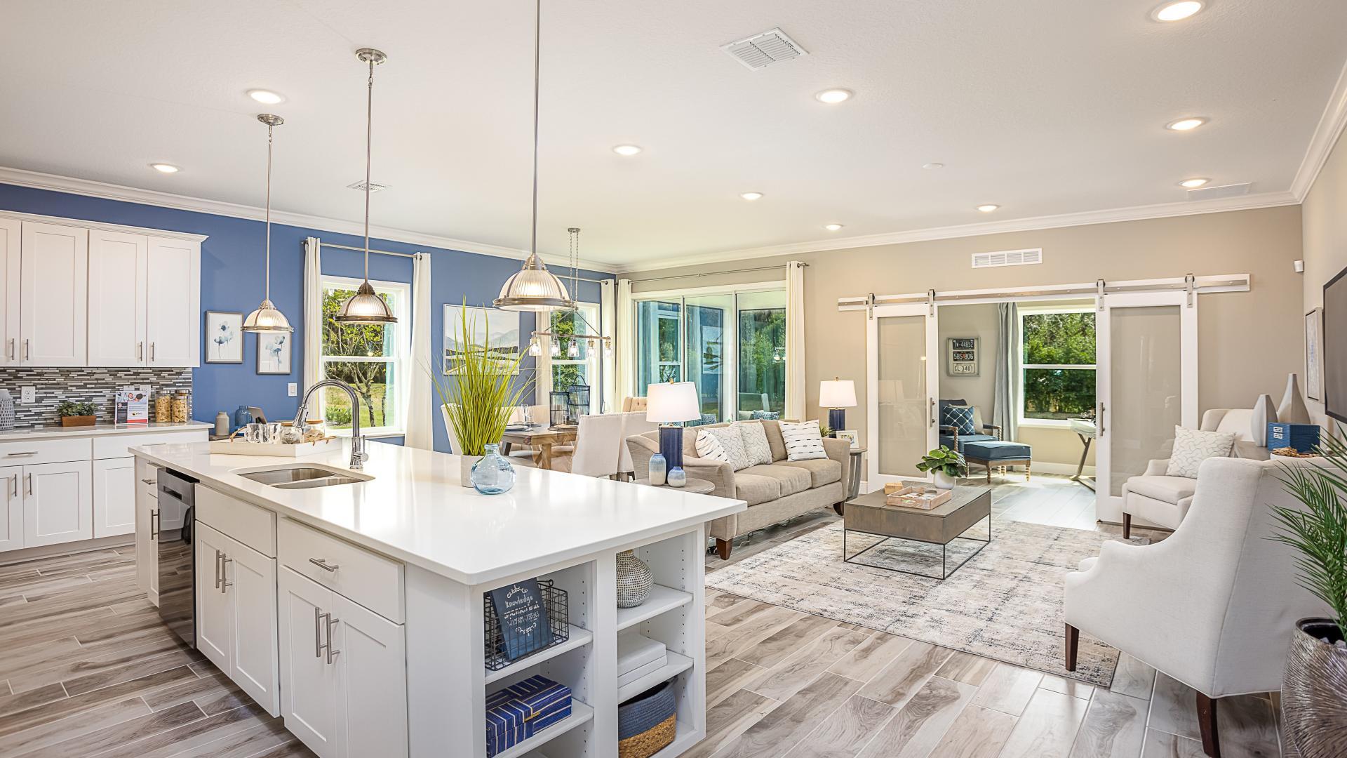 Open-concept floor plans ideal for helping kids with homework or hosting friends and family.
