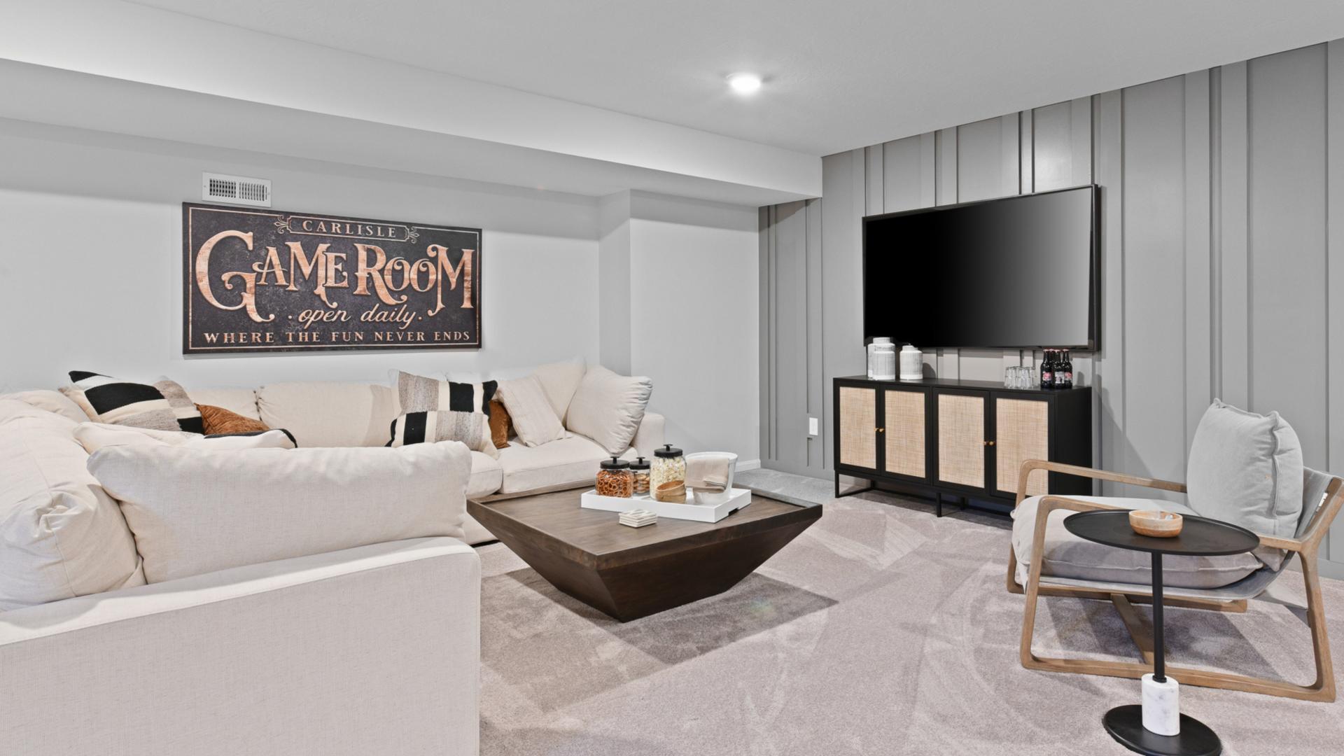 Finish the basement for more space to relax and hangout.