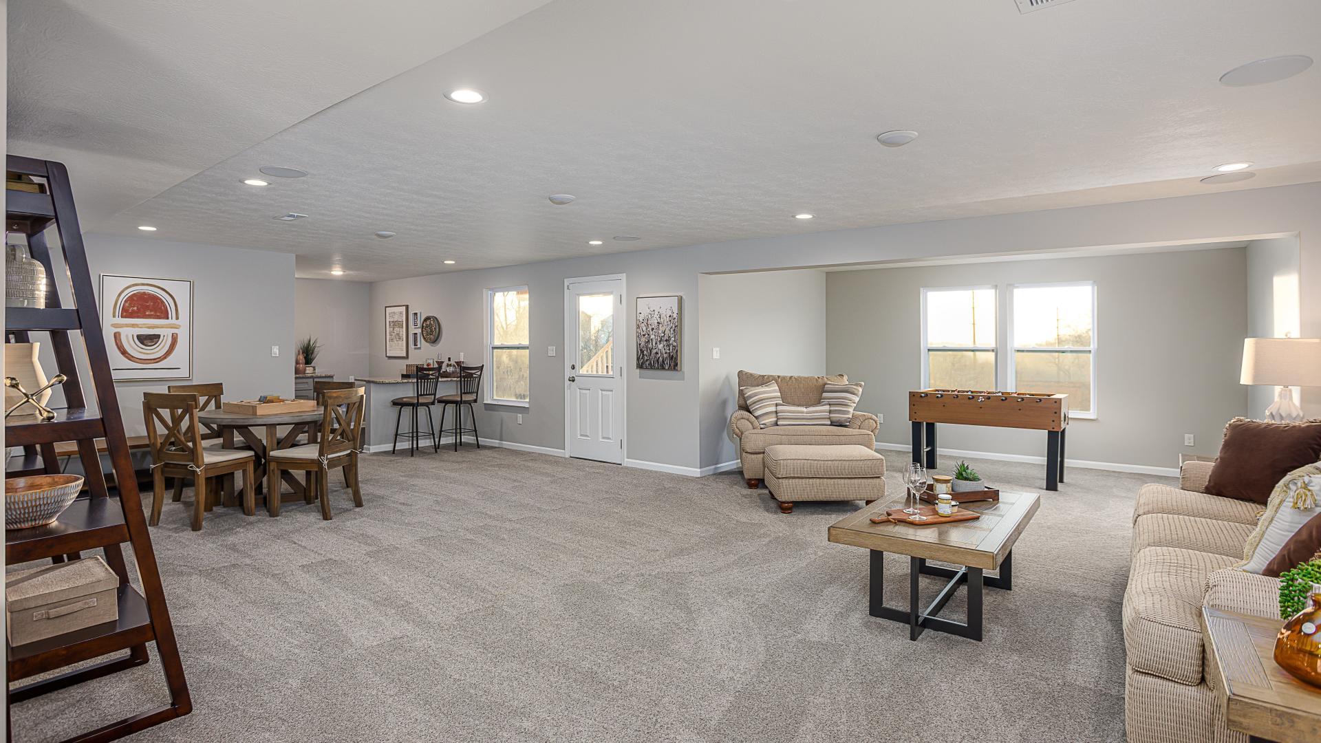 A walkout basement provides space to entertain, available with certain designs.