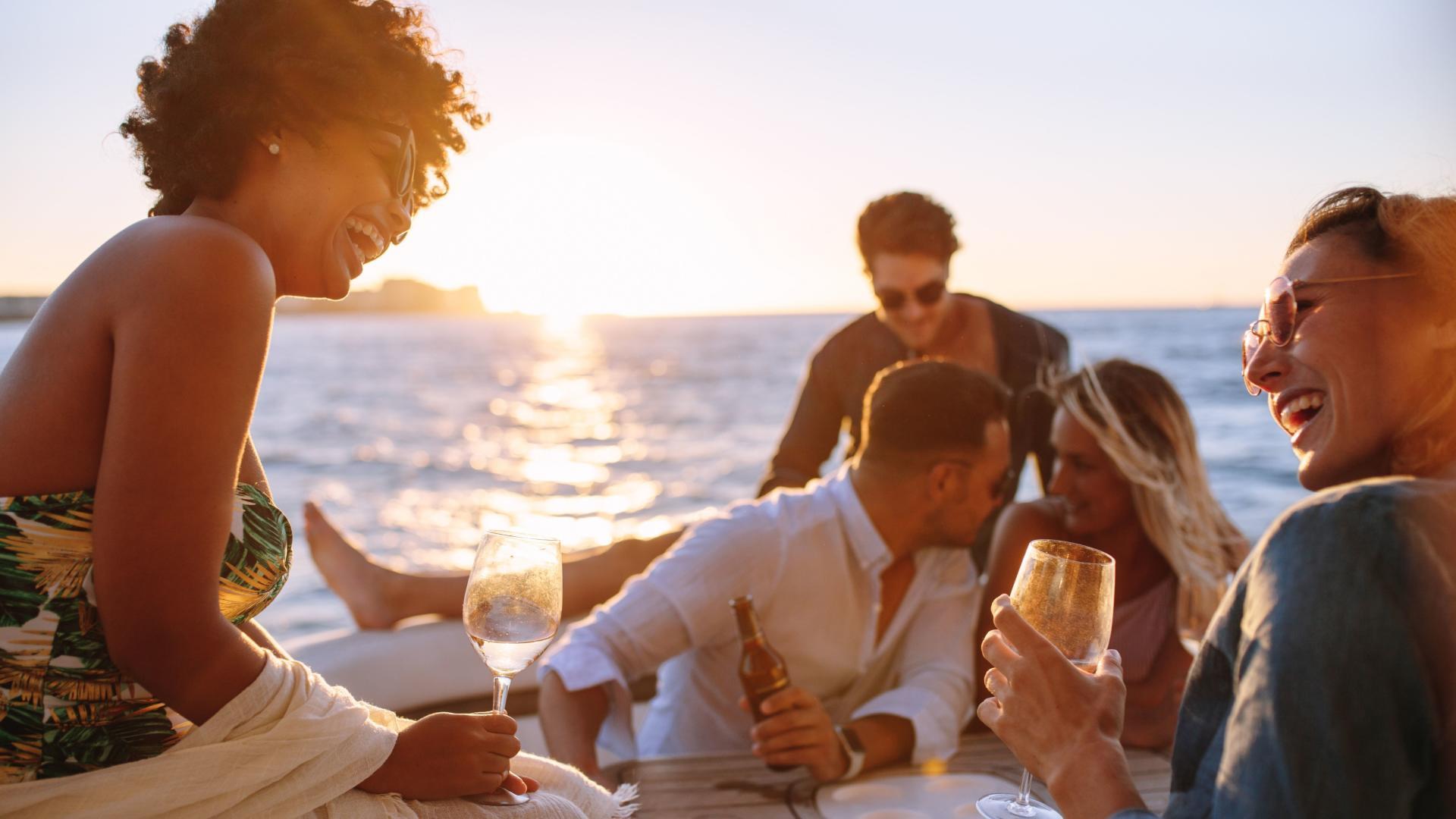 Meet up with friends and catch a sunset on the water.