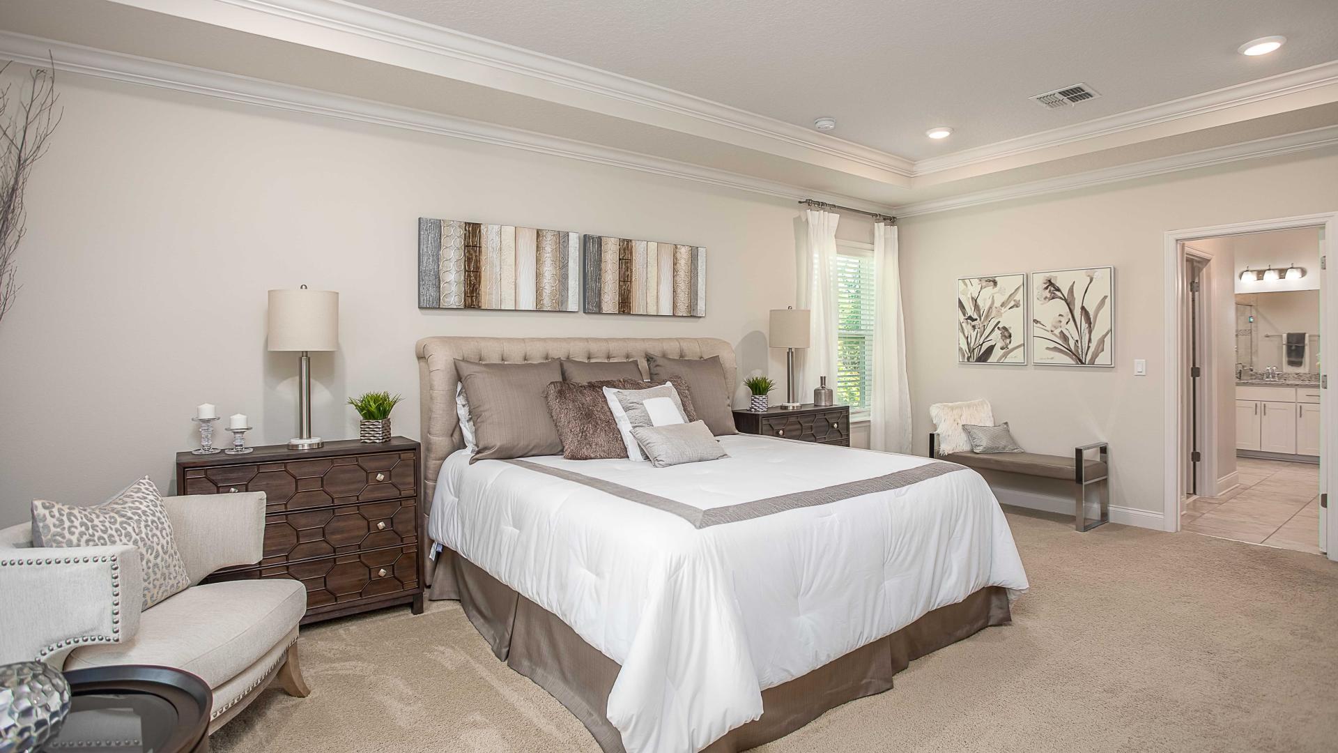 Your master suite has room for a king sized bed.