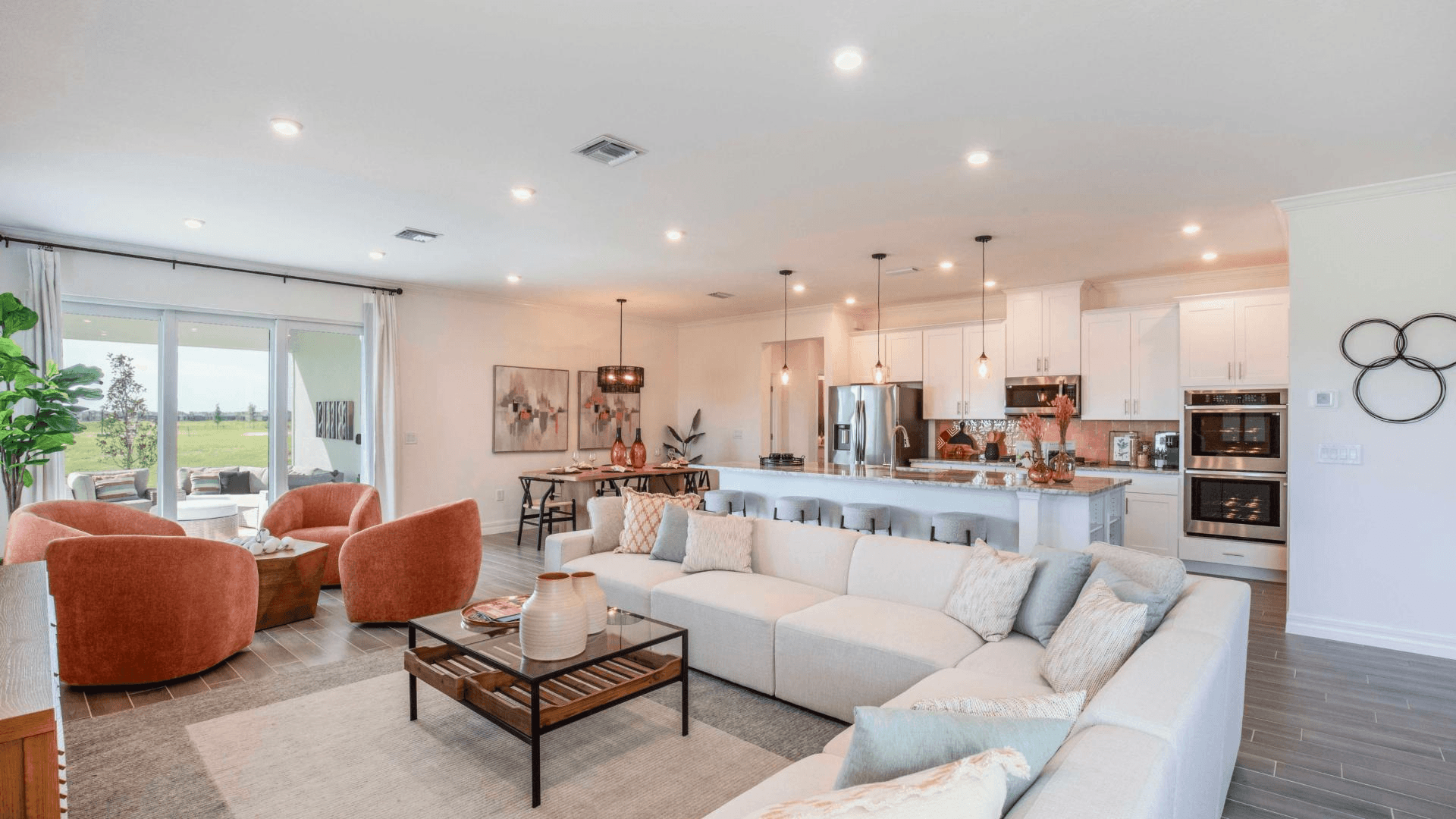 Spacious single-level floor plans with 9' ceilings.