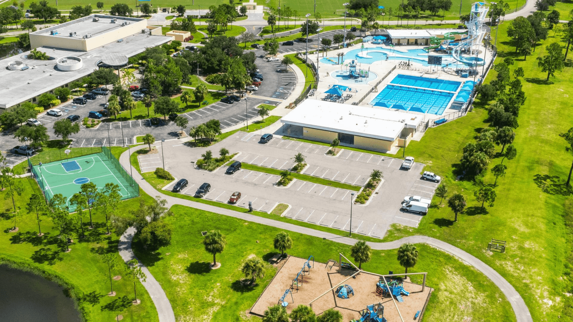 Have fun in the sun at North Port Aquatic Center, with a pool, pickleball courts, and playground.