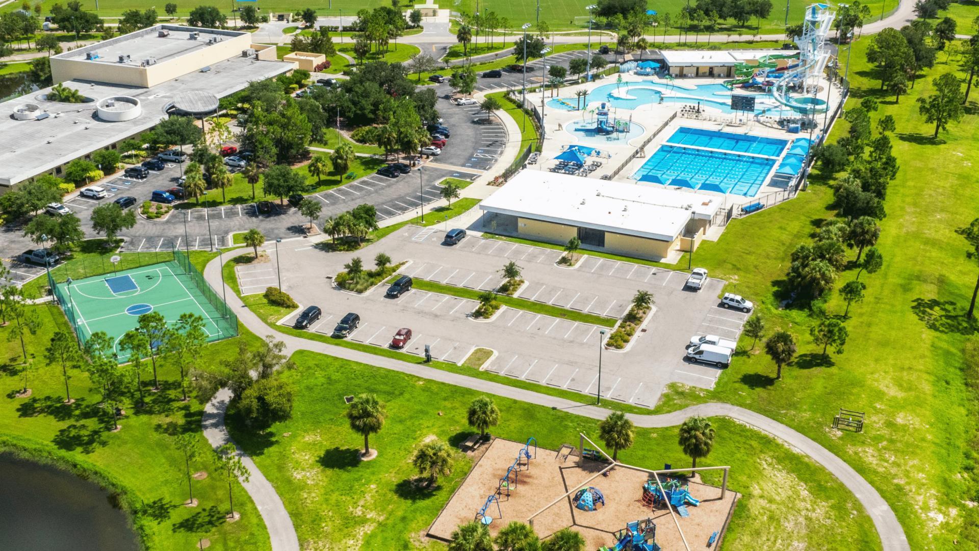 Have fun in the sun at North Port Aquatic Center, with a pool, pickleball courts, and playground.