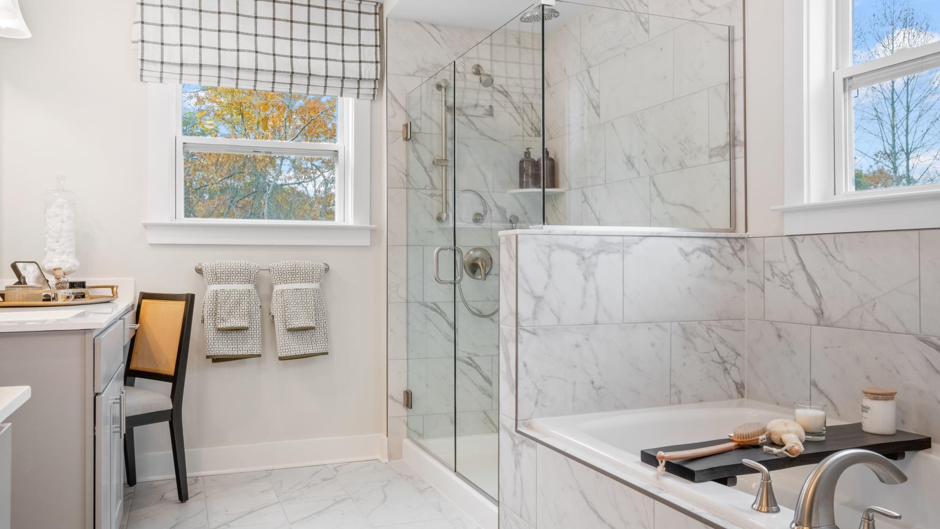 Luxurious master baths with walk-in, frameless showers and plenty of storage space for your everyday essentials.