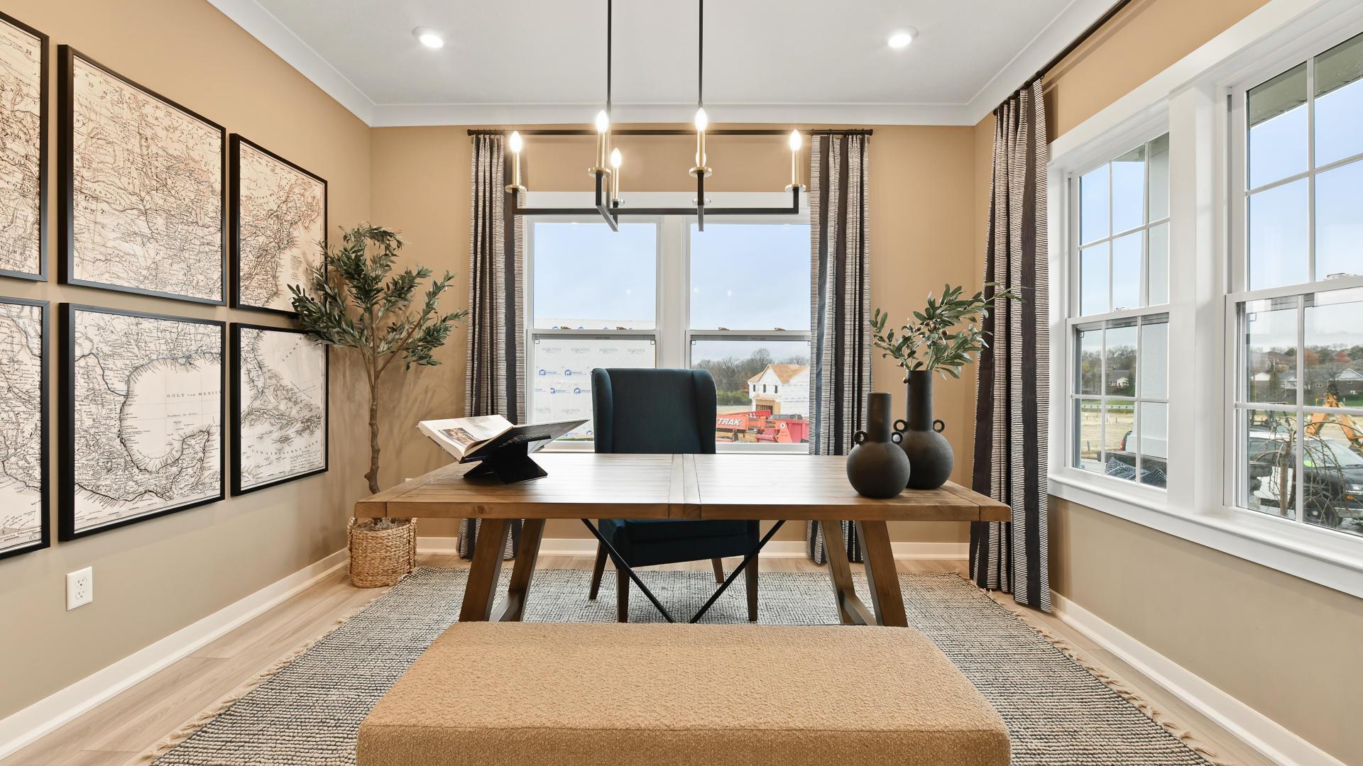 Flex spaces for a home office or an extra bedroom.