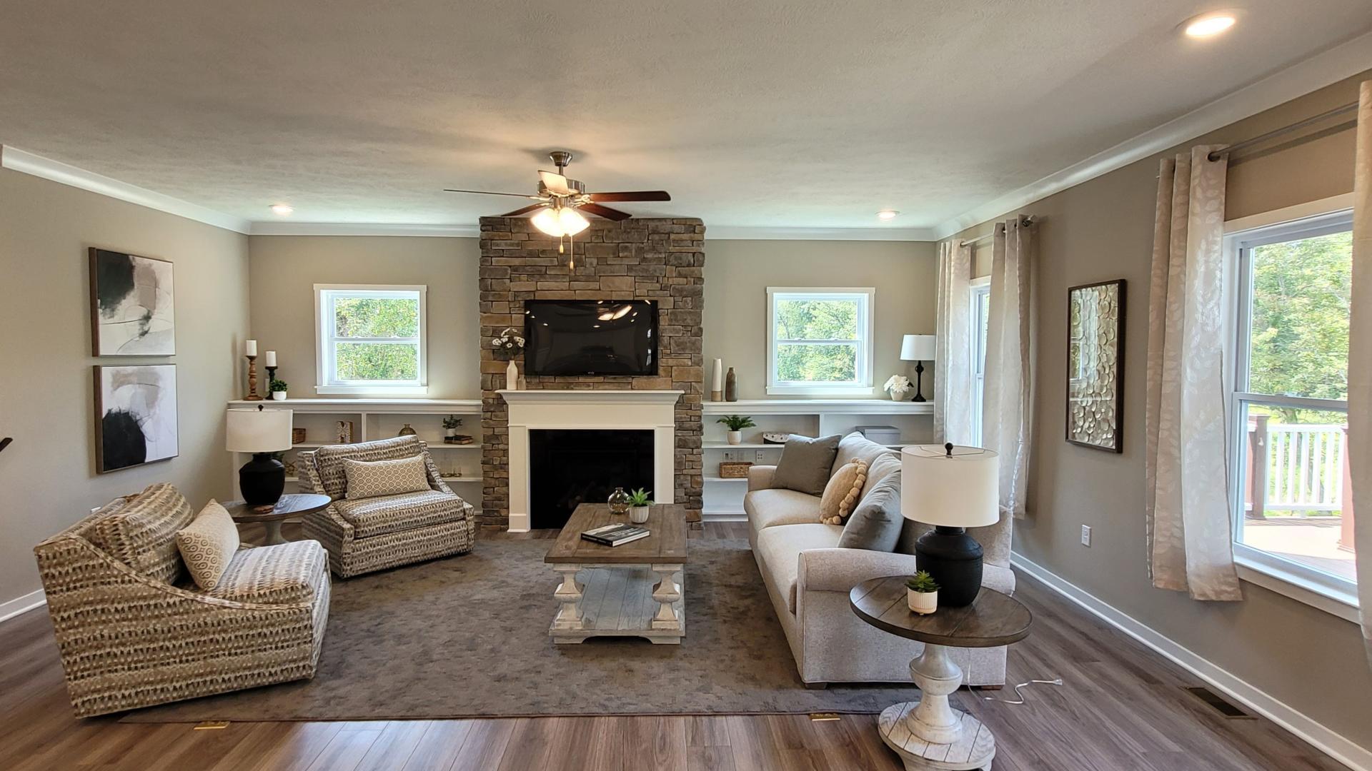 Personalize your space with windows, stone fireplace or built-in bookcases – it’s truly yours!