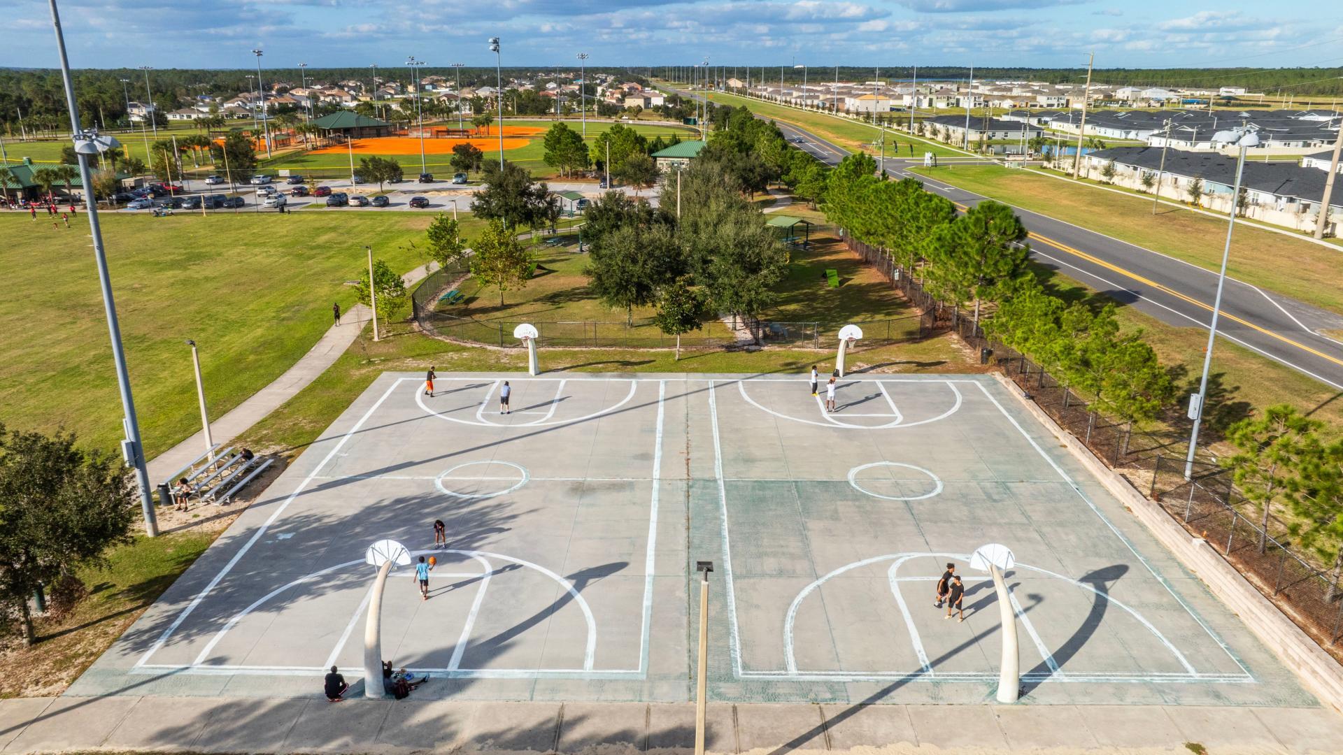 Shoot some hoops at the community park.