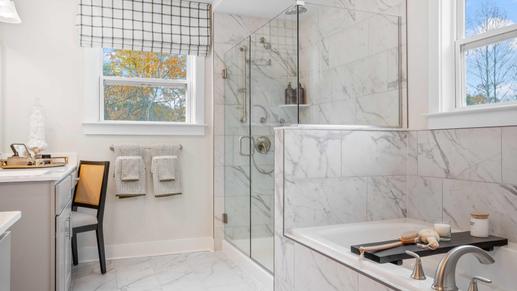 Your new home will include a frameless rain shower and create a spa like master bath.