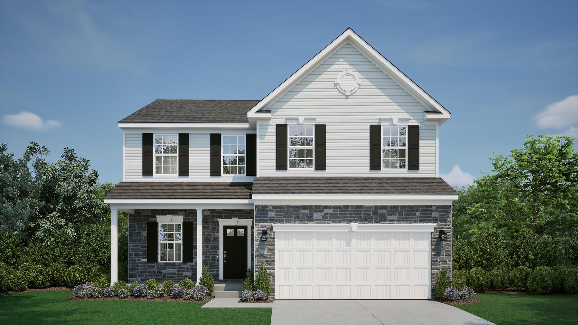 Elevation: A Opt Stone with Optional Front Porch