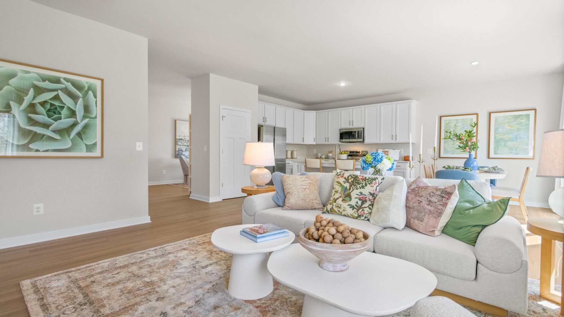 The family room and kitchen flow seamlessly into one another, making the first floor of your home the space where everyone wants to gather.