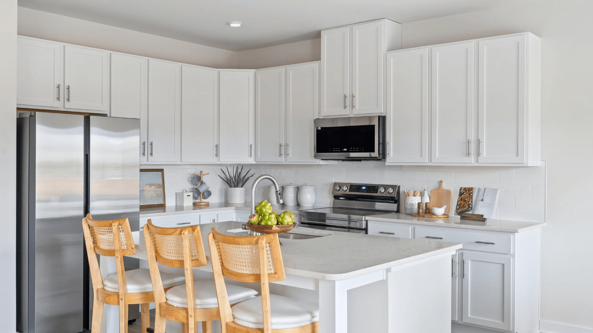 Kitchen island included and you can select a double wall oven.