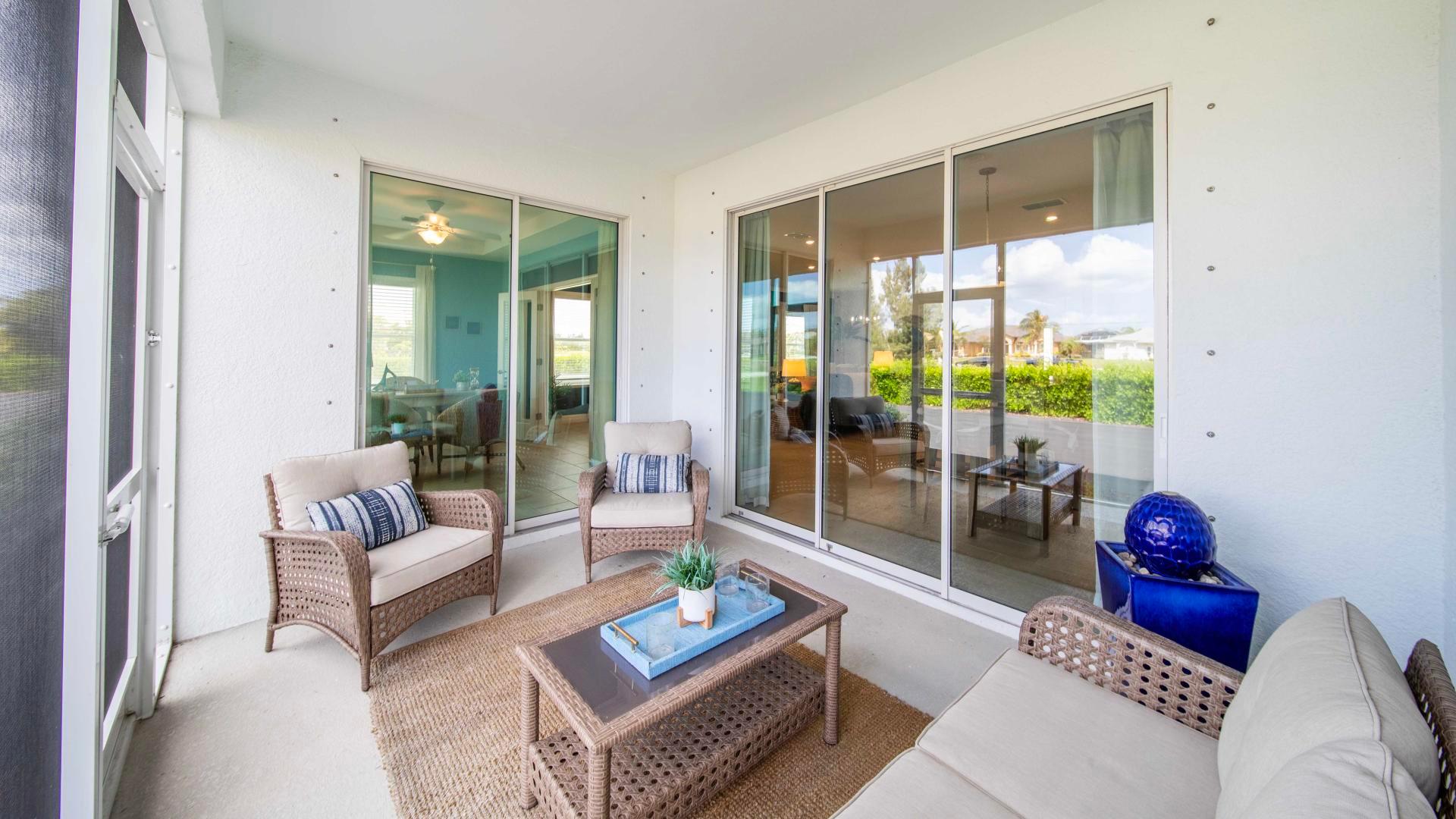 Have your morning coffee with a view, inside of your sunroom.