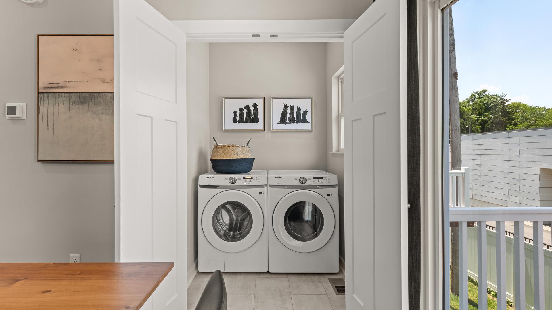 Skip the laundromat—your own laundry is conveniently tucked just off the kitchen.