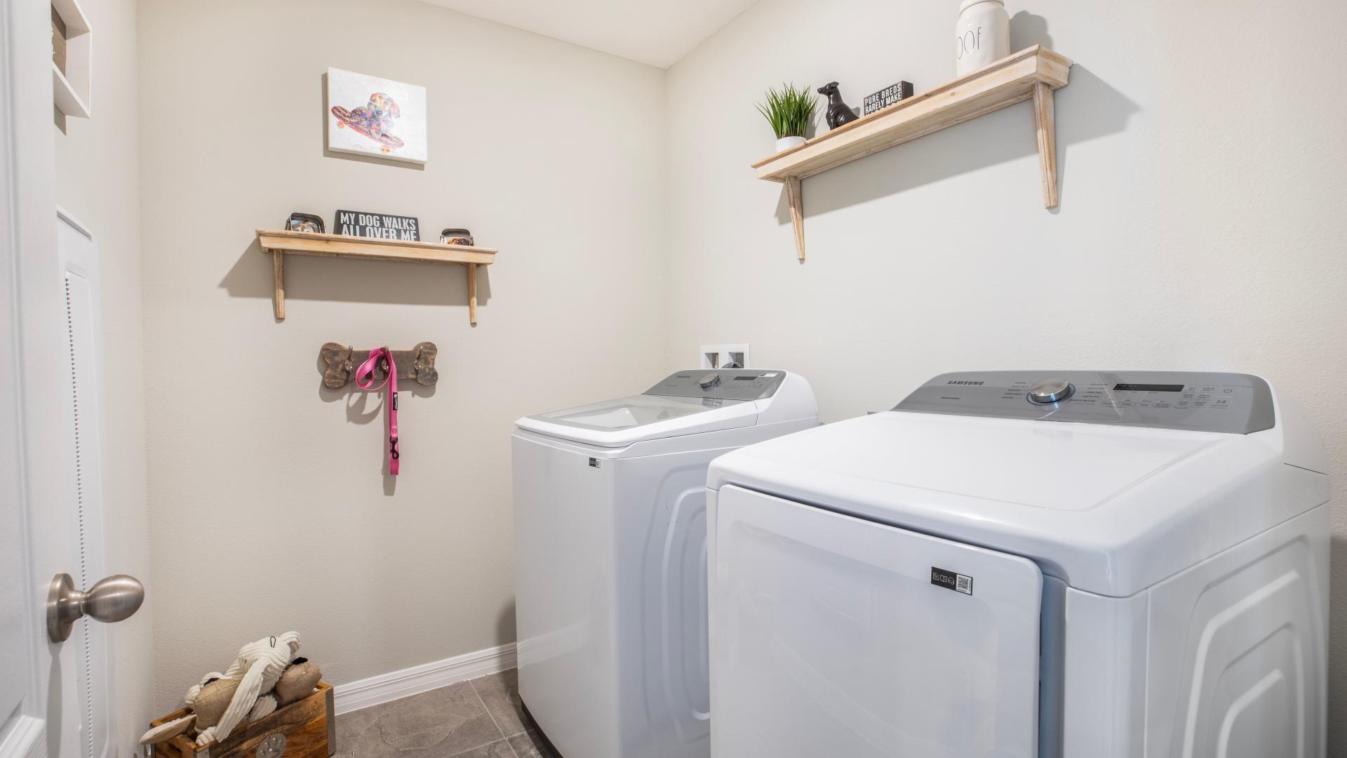 Laundry and bedrooms on the same level for comfort and everyday convenience.