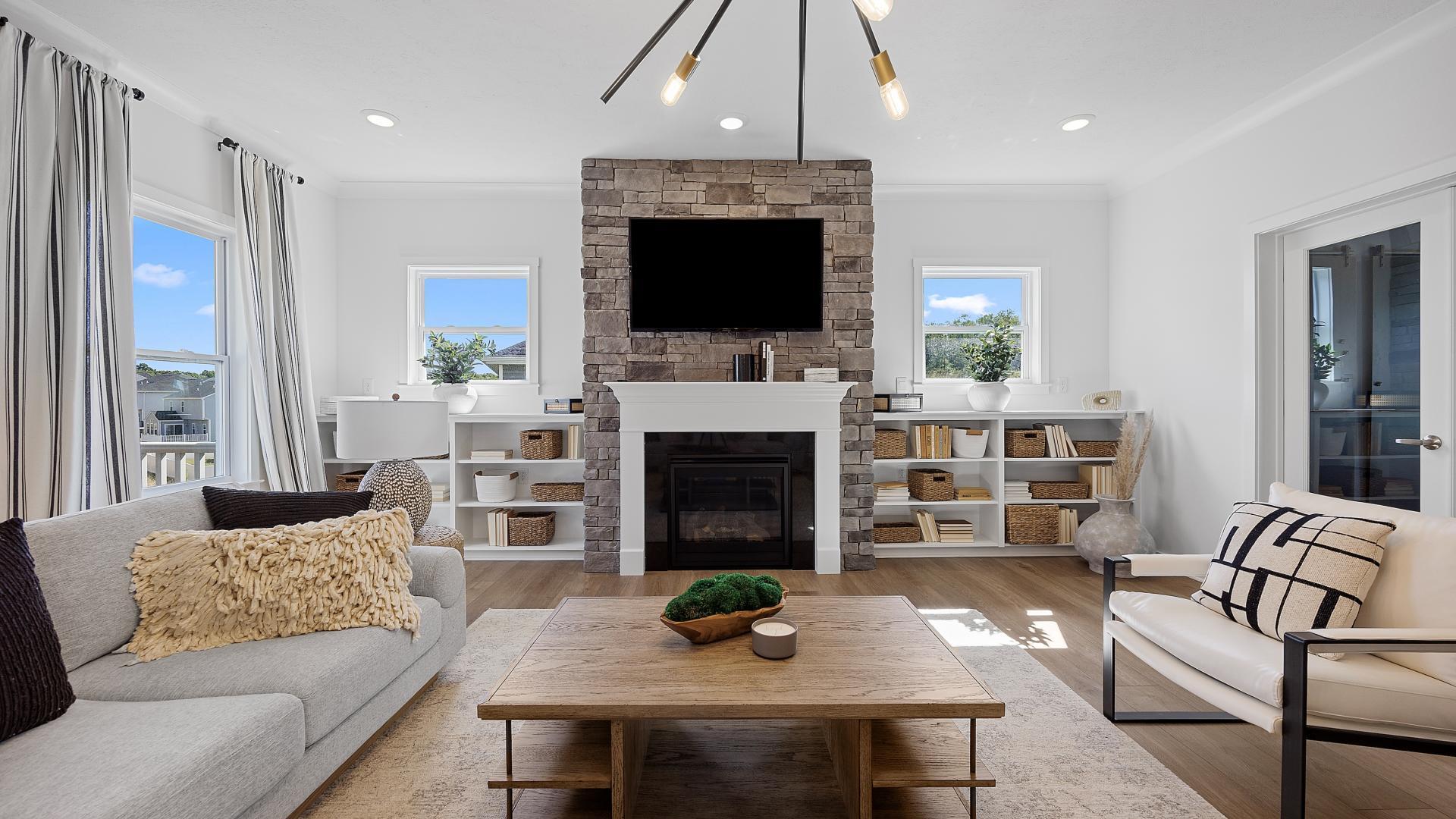 Personalize your family room with a fireplace, additional windows or built-in bo