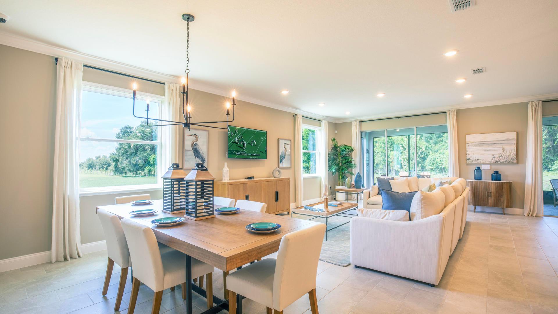 Have open flexible spaces great for a larger dining room table or even a pool table!