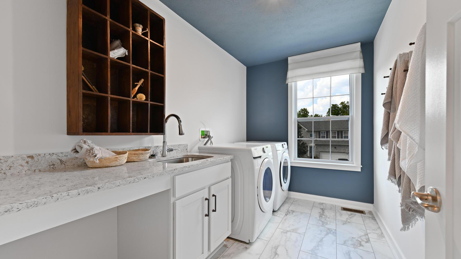 Laundry is on the same floor as the bedrooms - no more carrying it up and down the stairs.