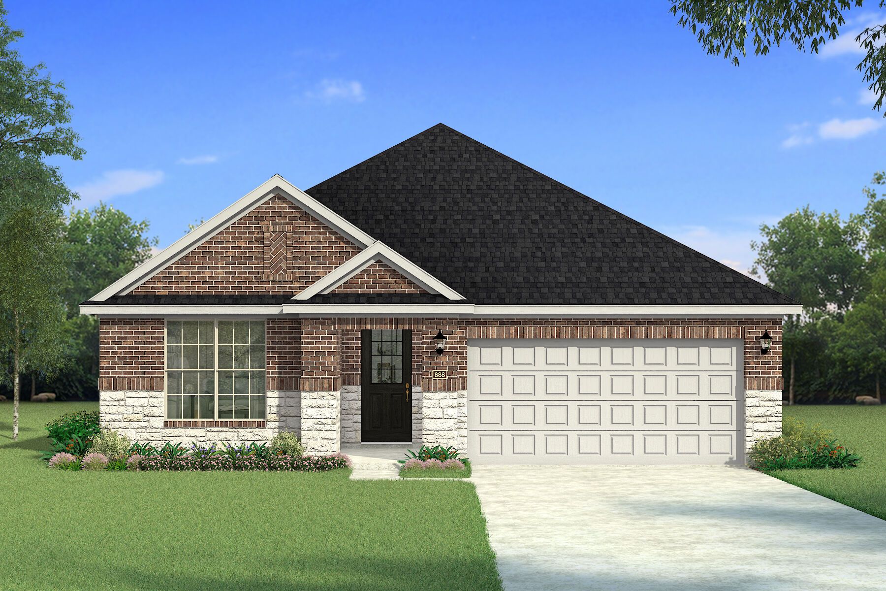 The Sarafina - Traditional 2 with Stone Elevation