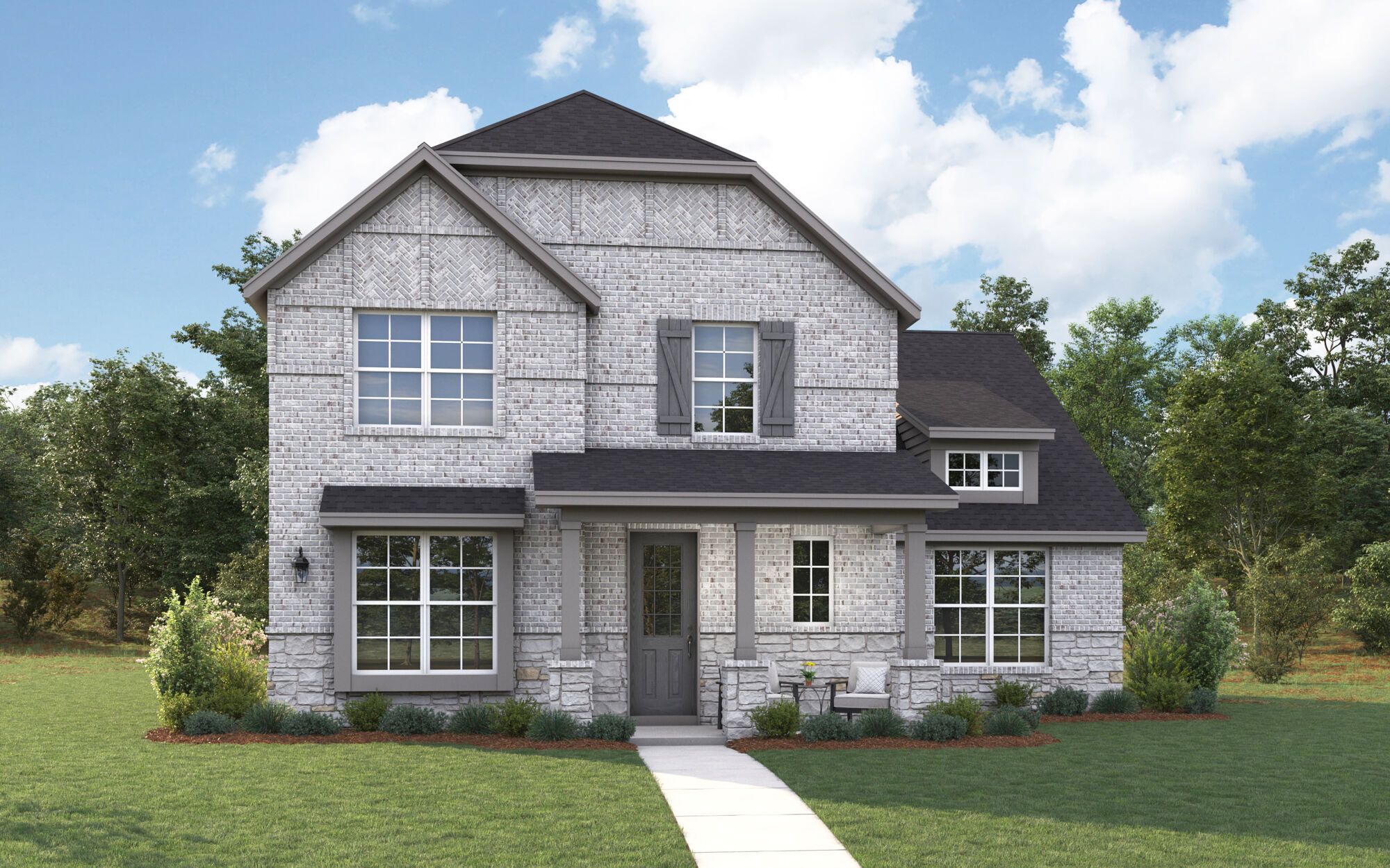 The Granbury - Tudor with Stone Elevation