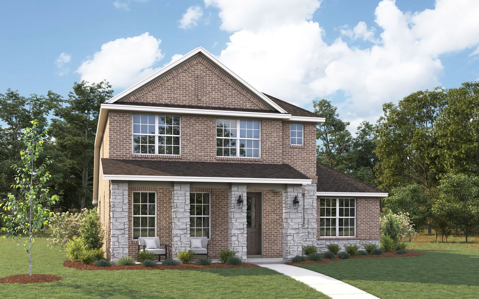 The Granbury - Traditional with Stone Elevation