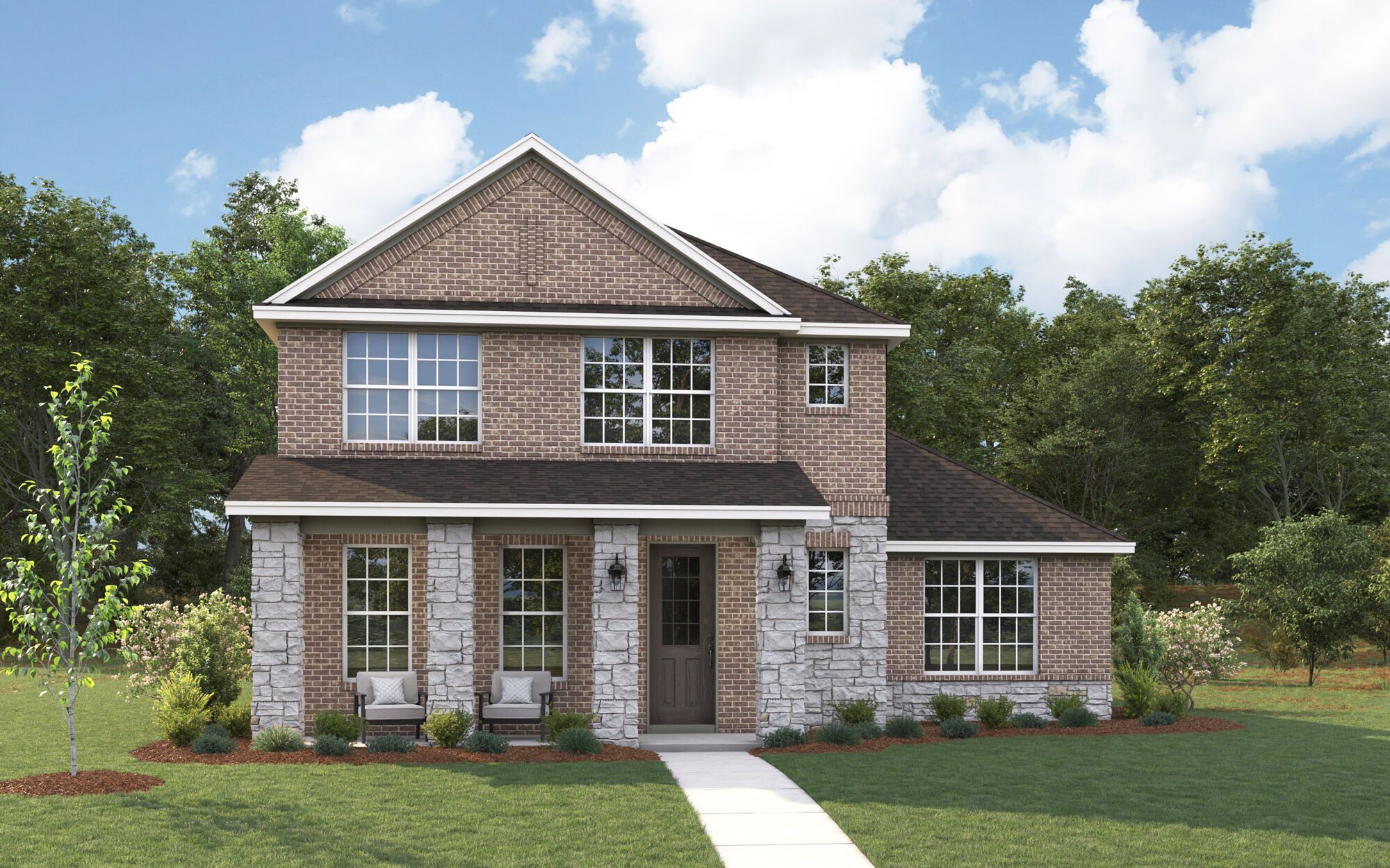 The Granbury - Traditional with Stone Elevation