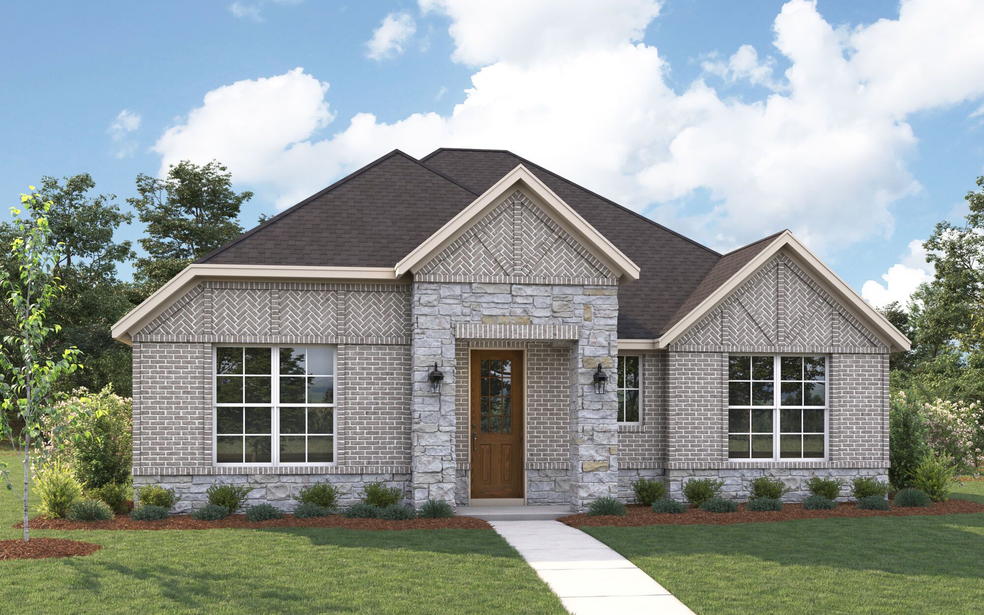 The Conroe - Tudor with Stone Elevation