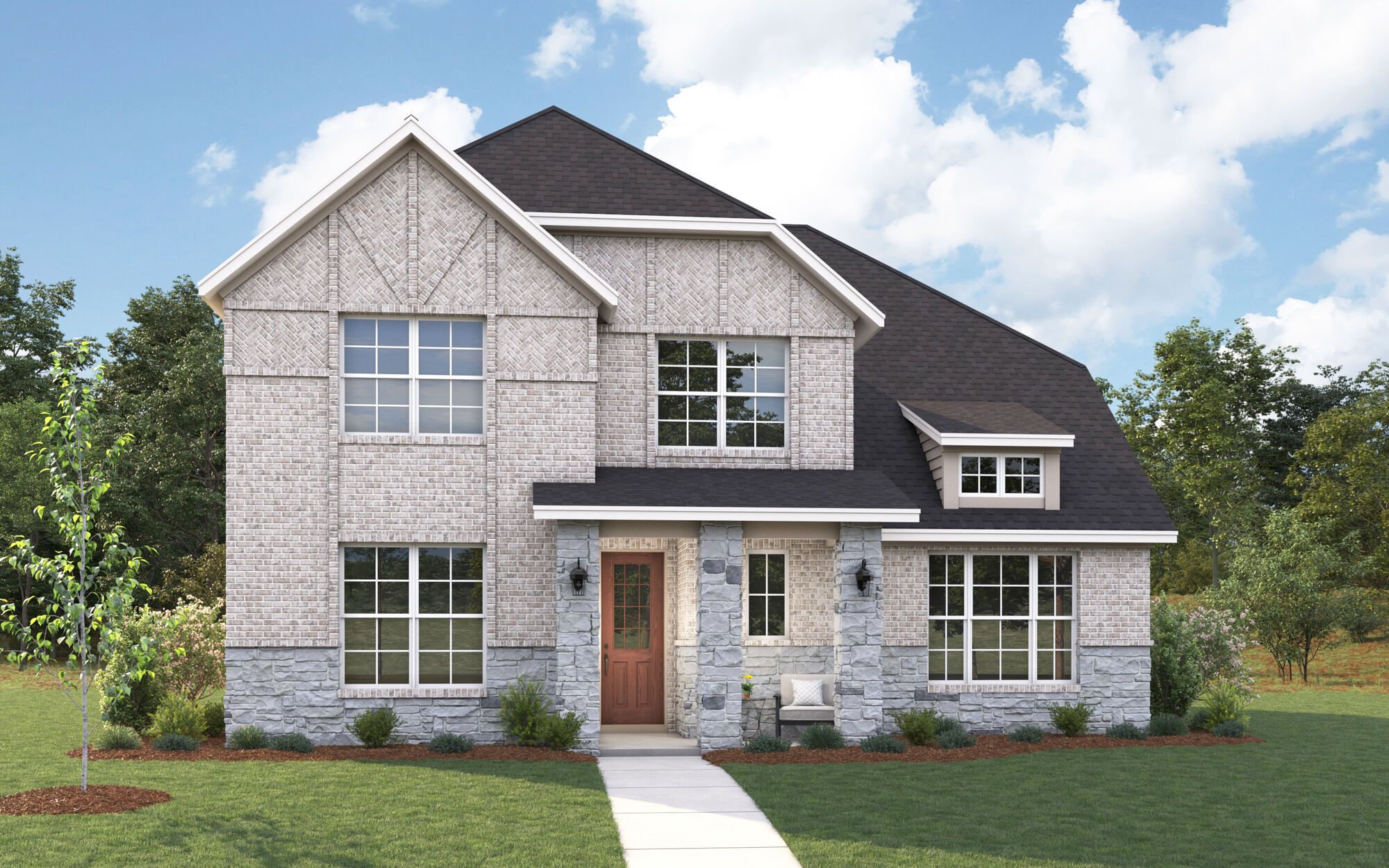 The Toledo - Tudor with Stone Elevation