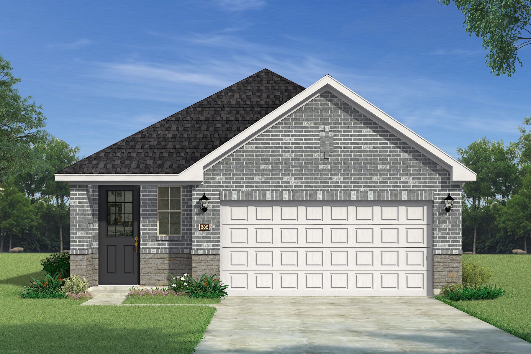 The Alford - Traditional with Stone Elevation
