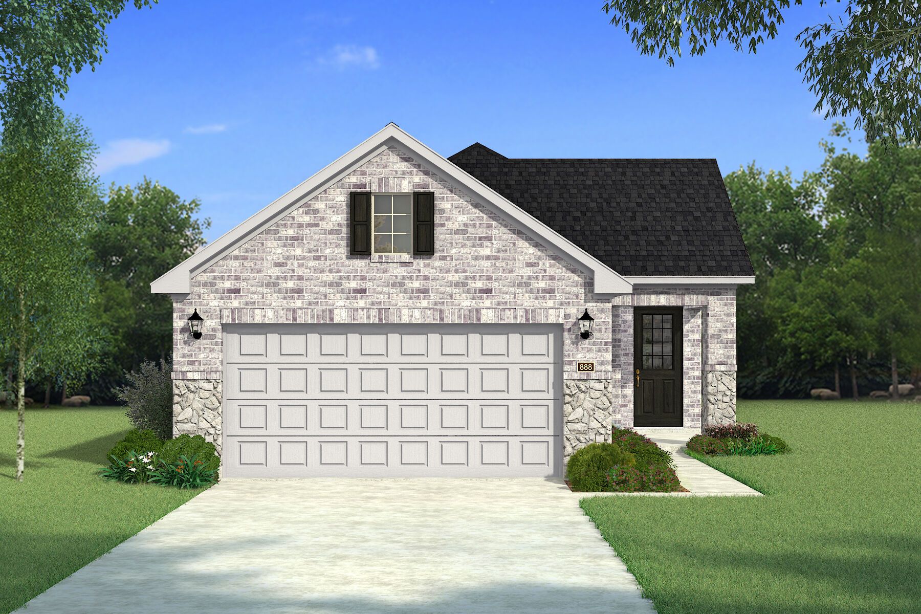 The Hamilton - Traditional 2 with Stone Elevation
