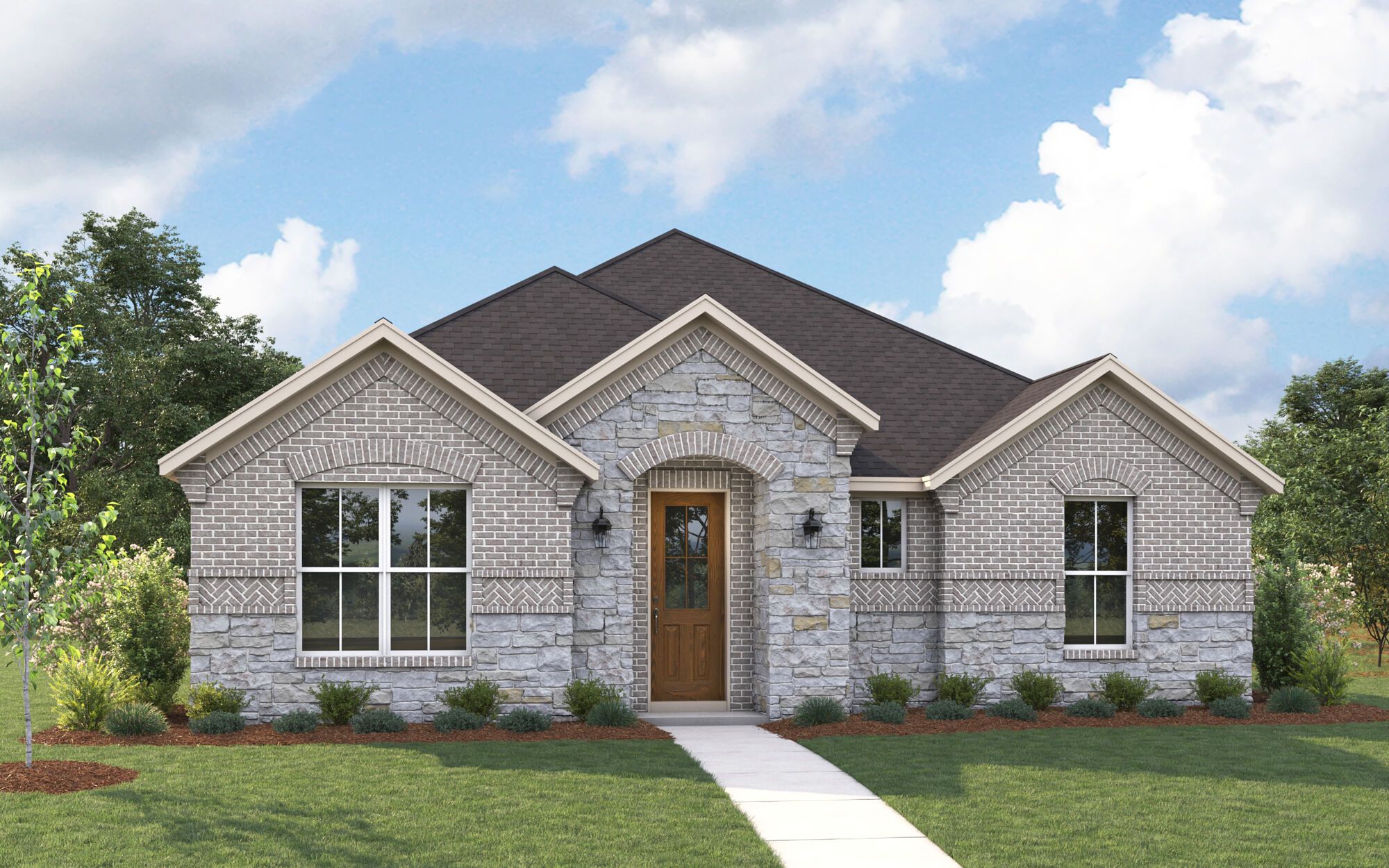 The Conroe - Old World with Stone Elevation