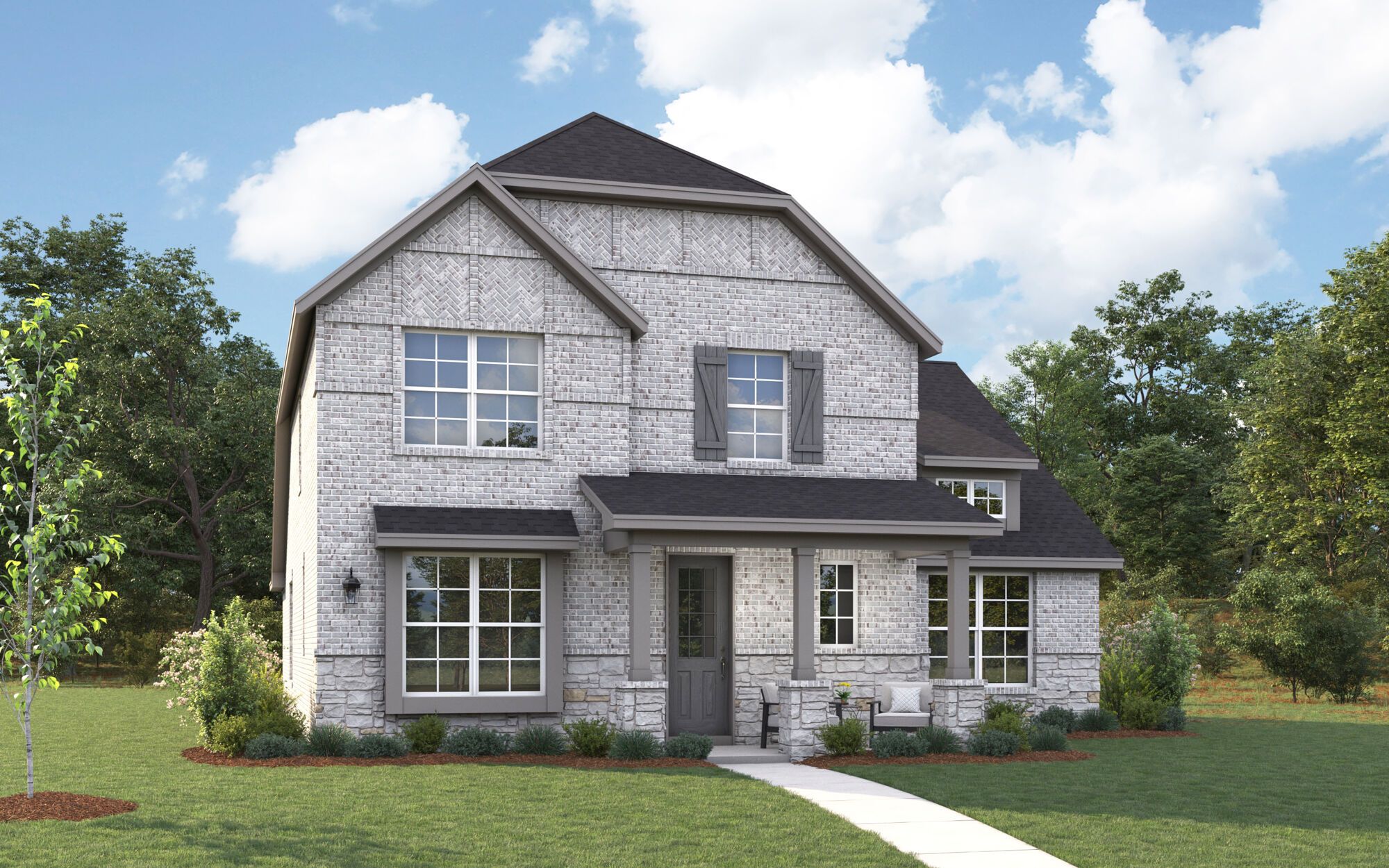 The Granbury - Tudor with Stone Elevation