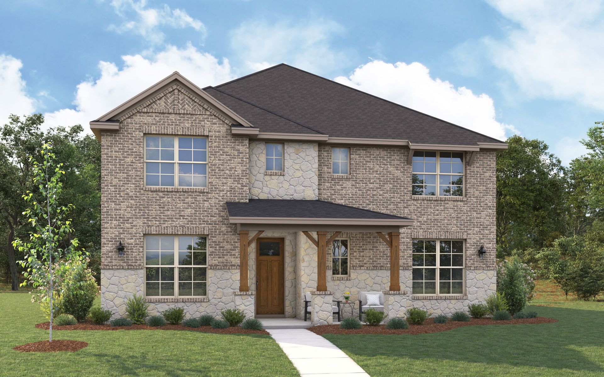 The Rayburn - Hill Country with Stone Elevation
