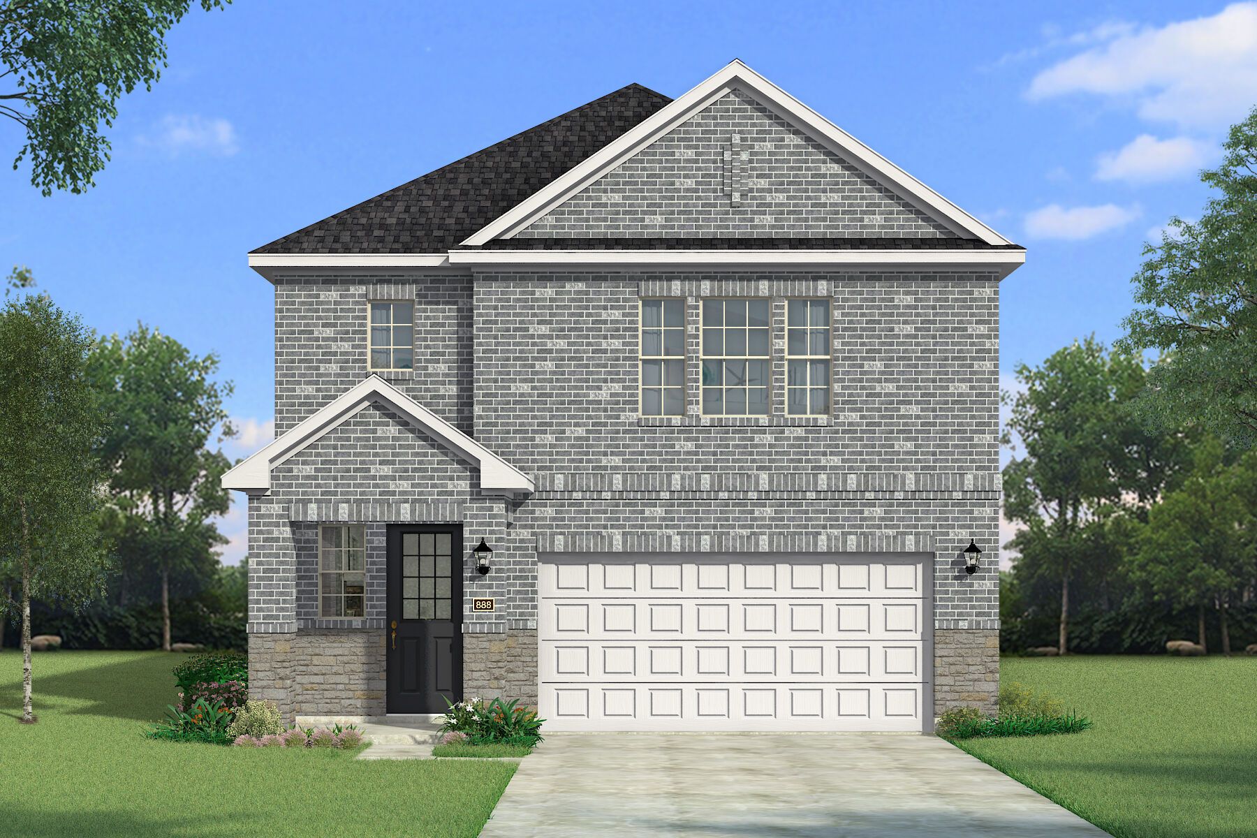 The Redding - Traditional with Stone Elevation