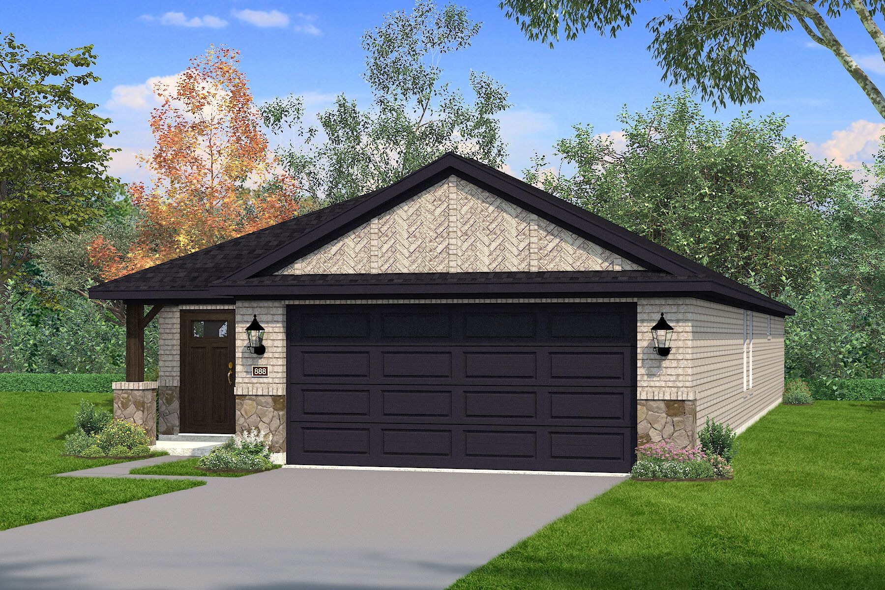 The Hamilton II - Hill Country with Stone Elevation