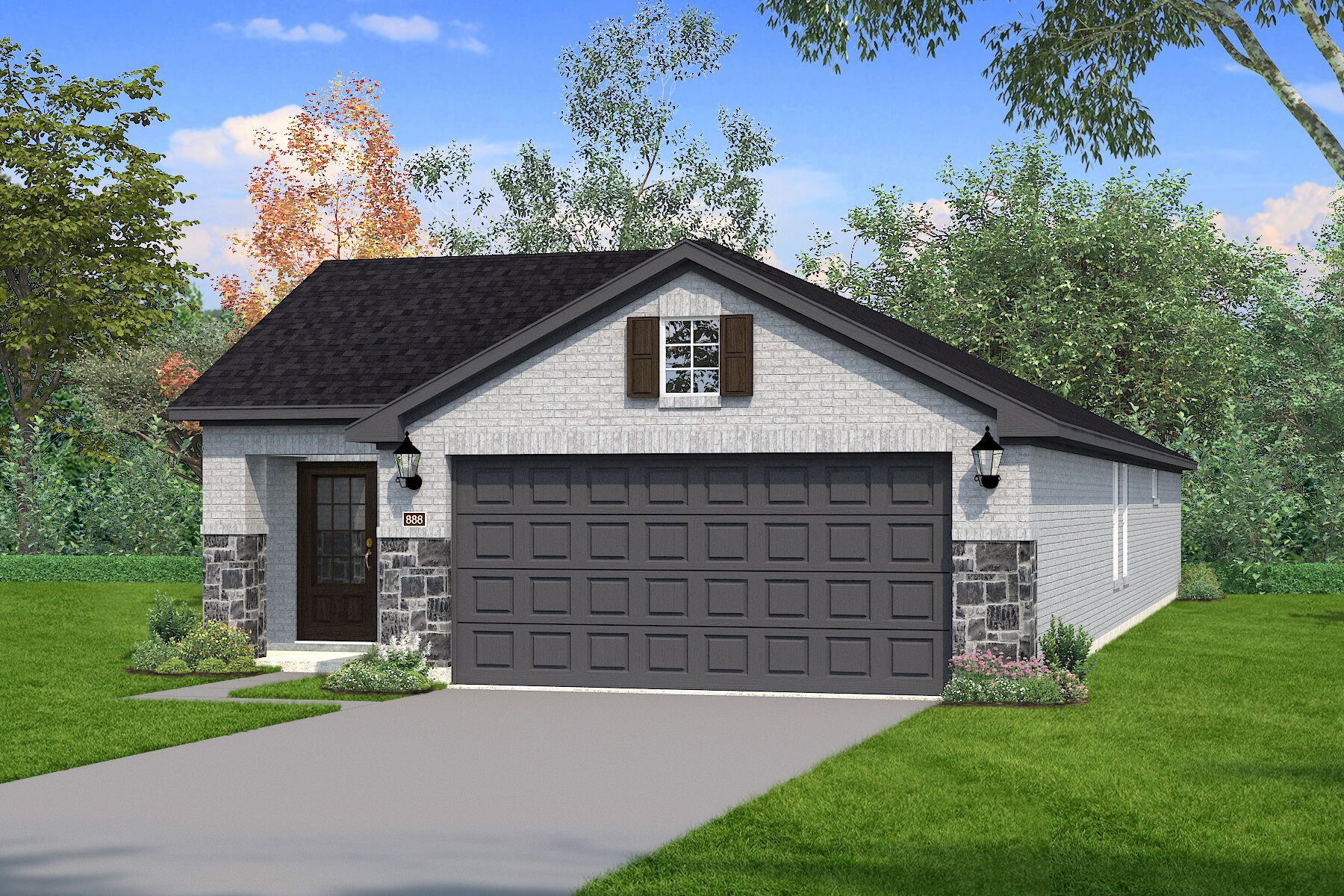The Hamilton II - Traditional with Stone Elevation