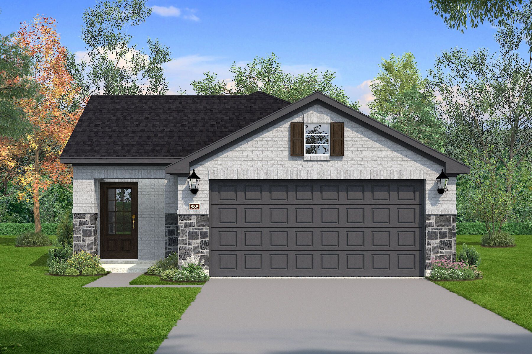 The Hamilton II - Traditional with Stone Elevation
