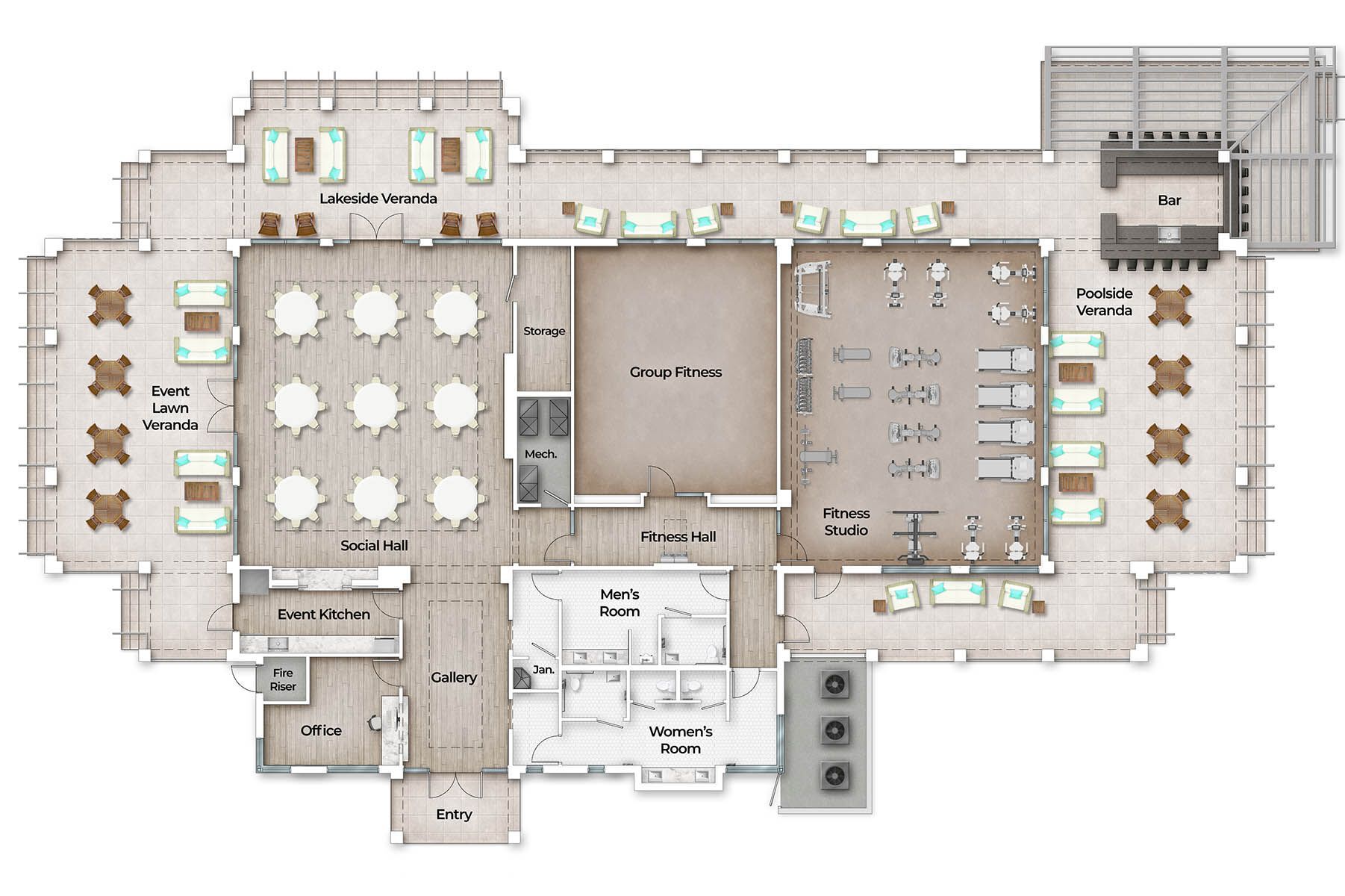 Artist's rendering of amenity campus floorplan