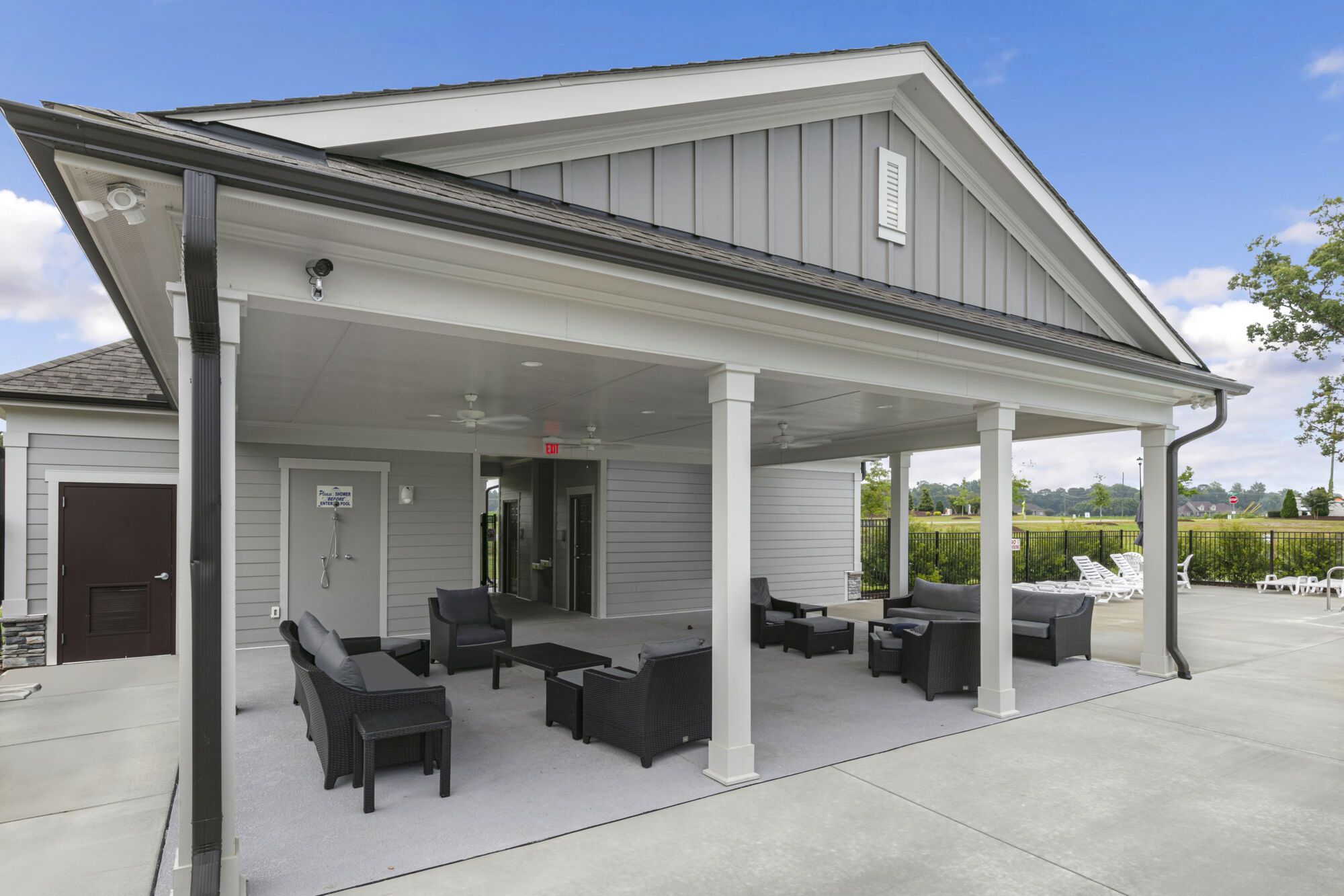 Relax in the shade of Beverly Place's pool cabana