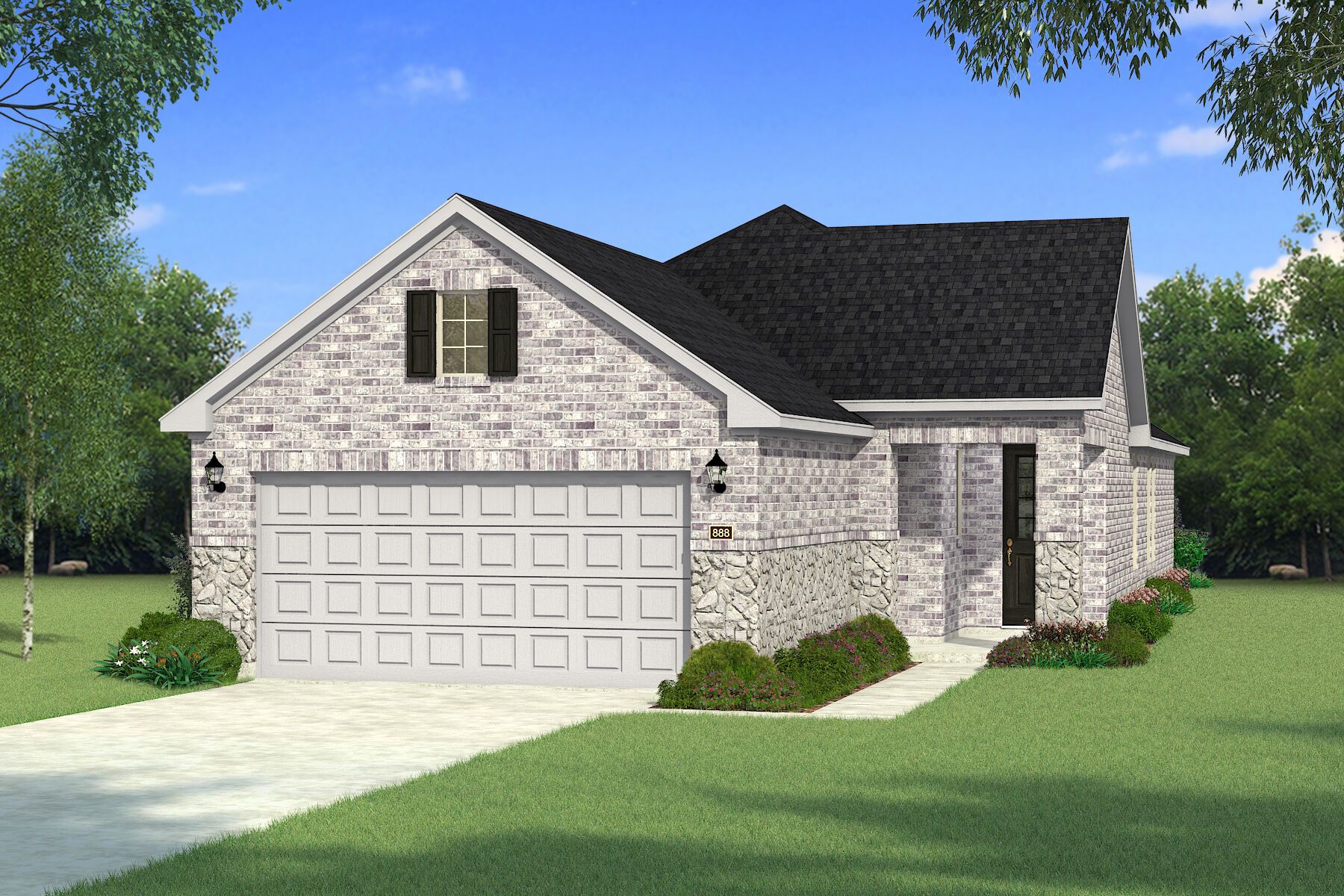 The Hamilton - Traditional 2 with Stone Elevation