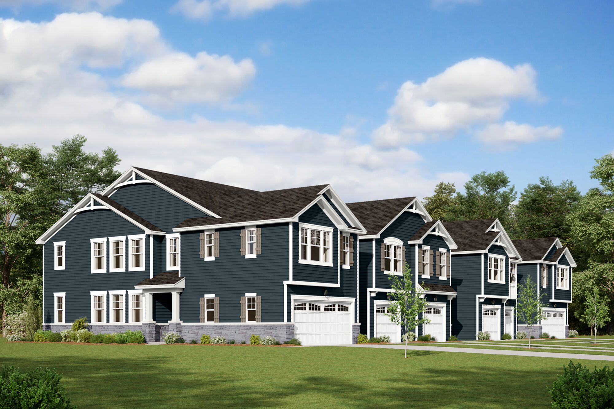 French Country Elevation Enhanced Side rendering