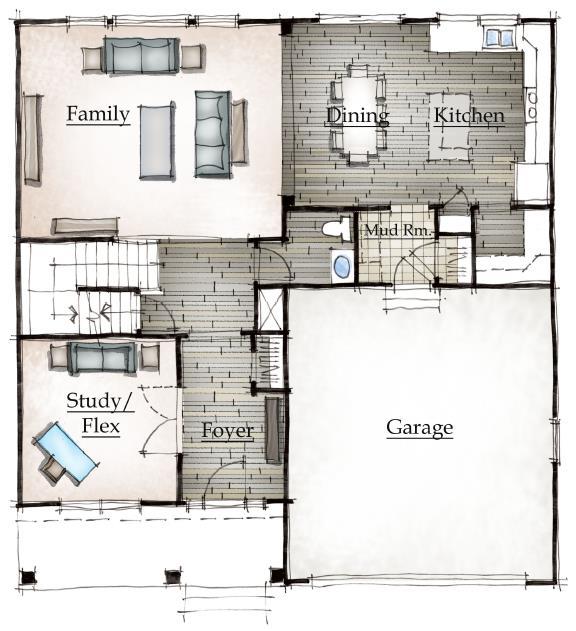 Welcome to the Nantucket. This is a WOW home - at every turn. The foyer leads to the first floor study and on to the wide open Great Room, dining, and kitchen areas - all graced with plenty of glass! A drop zone and Command Center off of the kitchen help 
