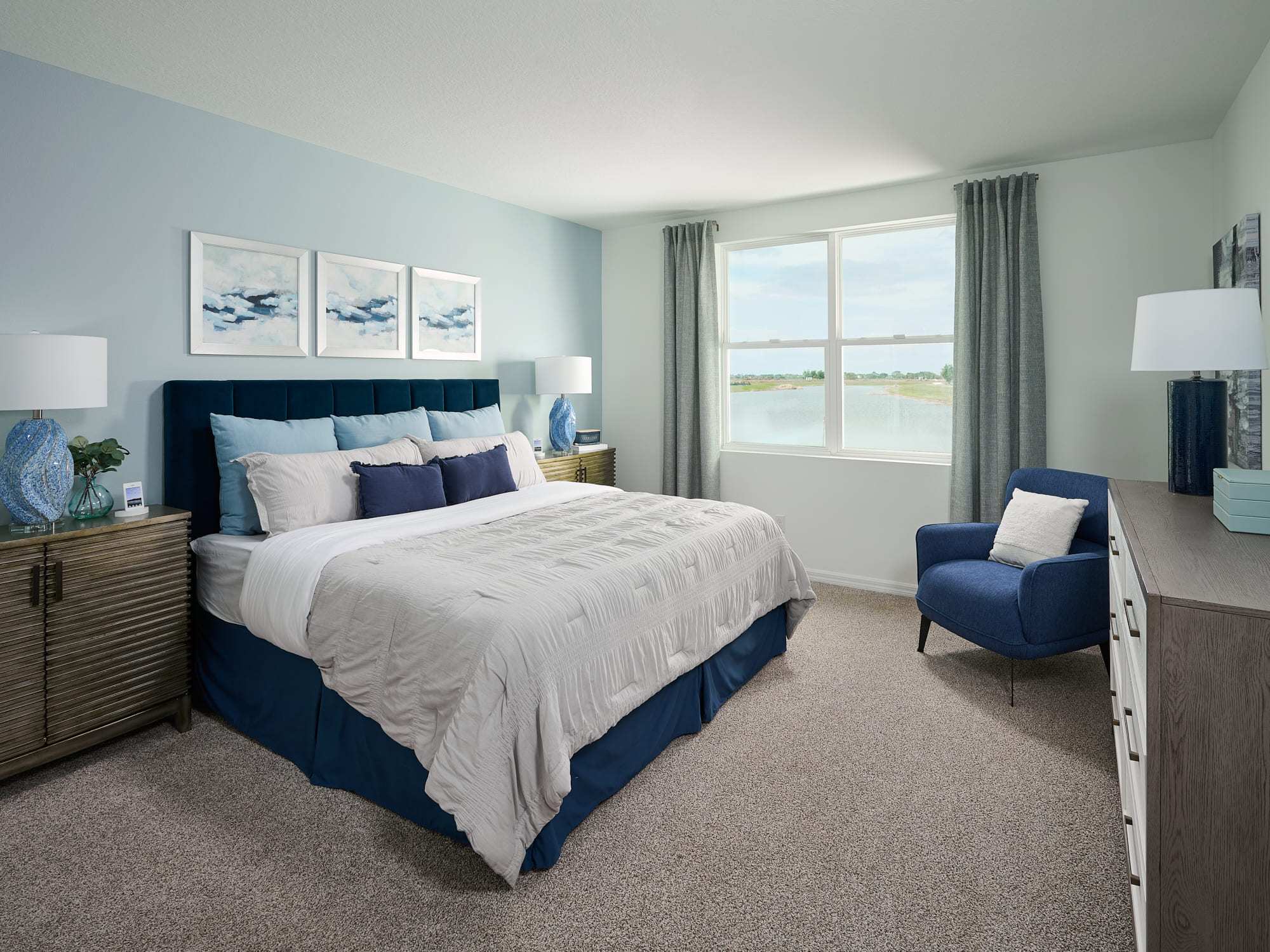 Primary bedroom in Hibiscus floorplan modeled at The Reserve at Twin Lakes